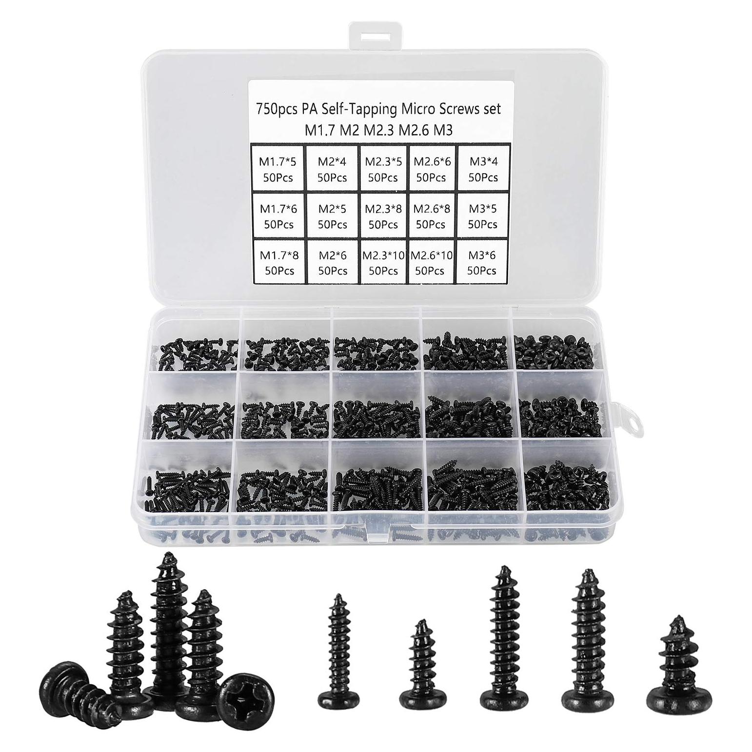 Juego de 750 Tornillos Autoperforantes M1.7-M3 HanTof