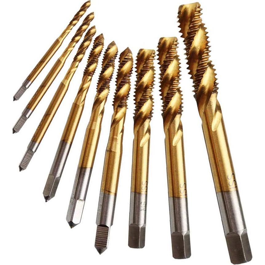 Juego de 9 brocas y machos de roscar Eyech M2 a M12