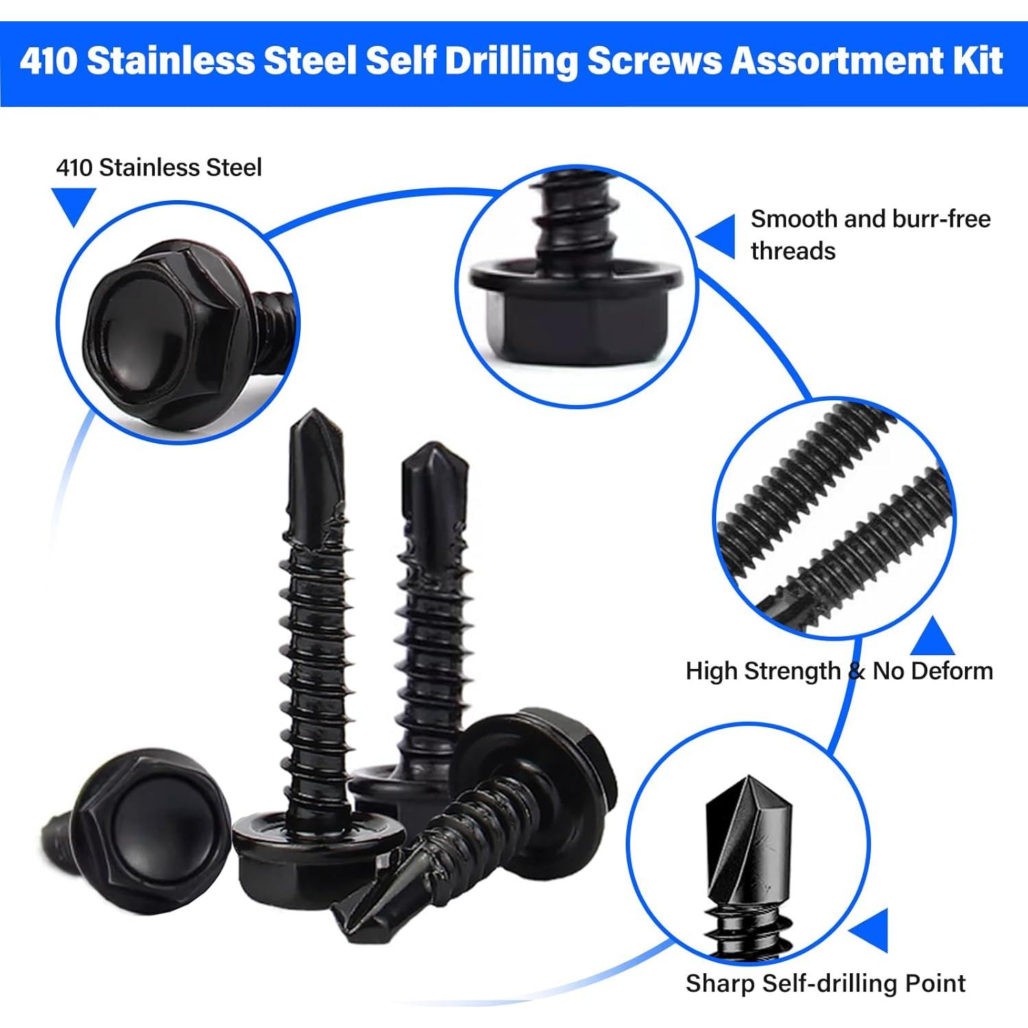 450 Tornillos Autoperforantes Acero Inoxidable Trollug 1.27 a 3.18 cm