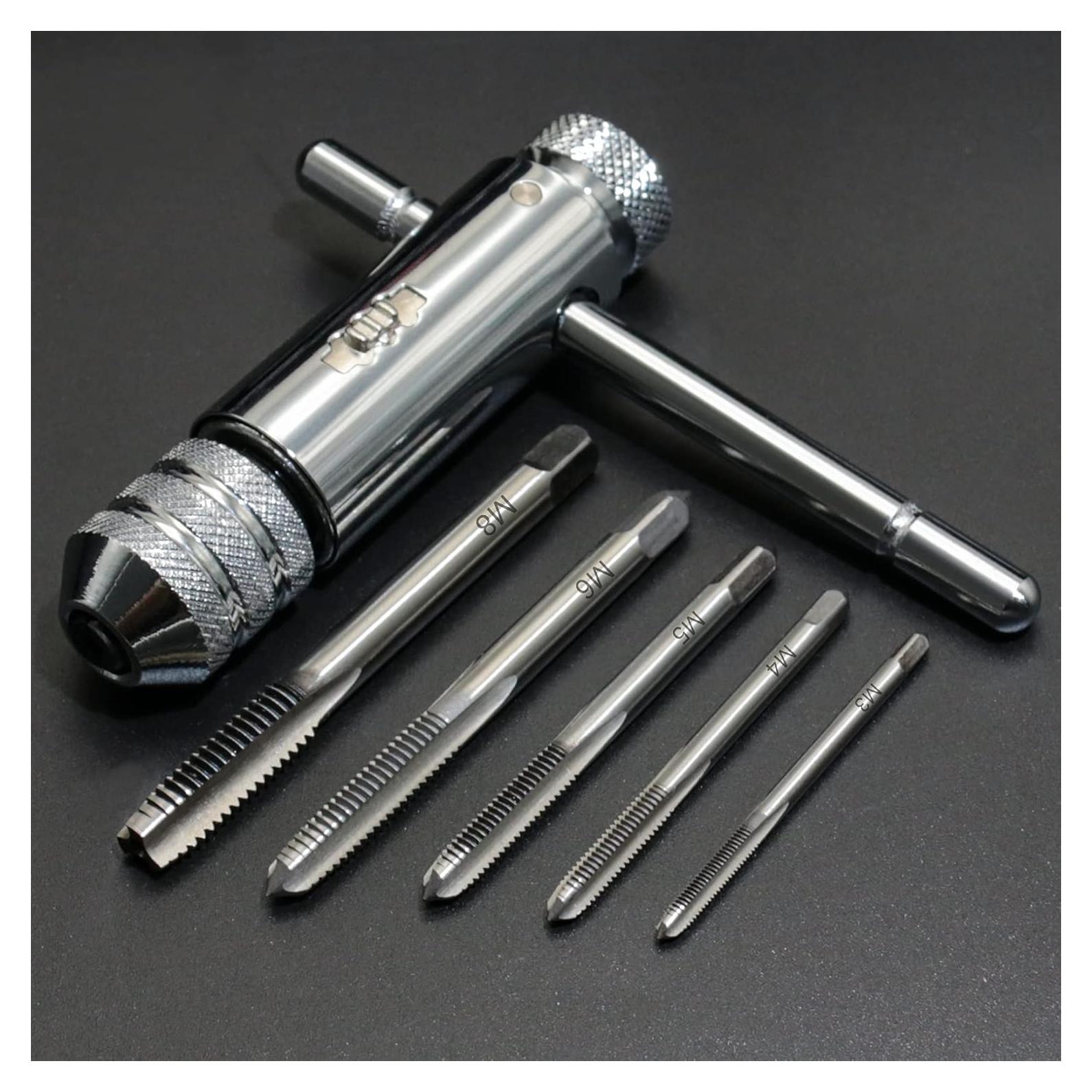 Llave de Grifo T KOOTANS con Carraca + 5 Brocas Métricas