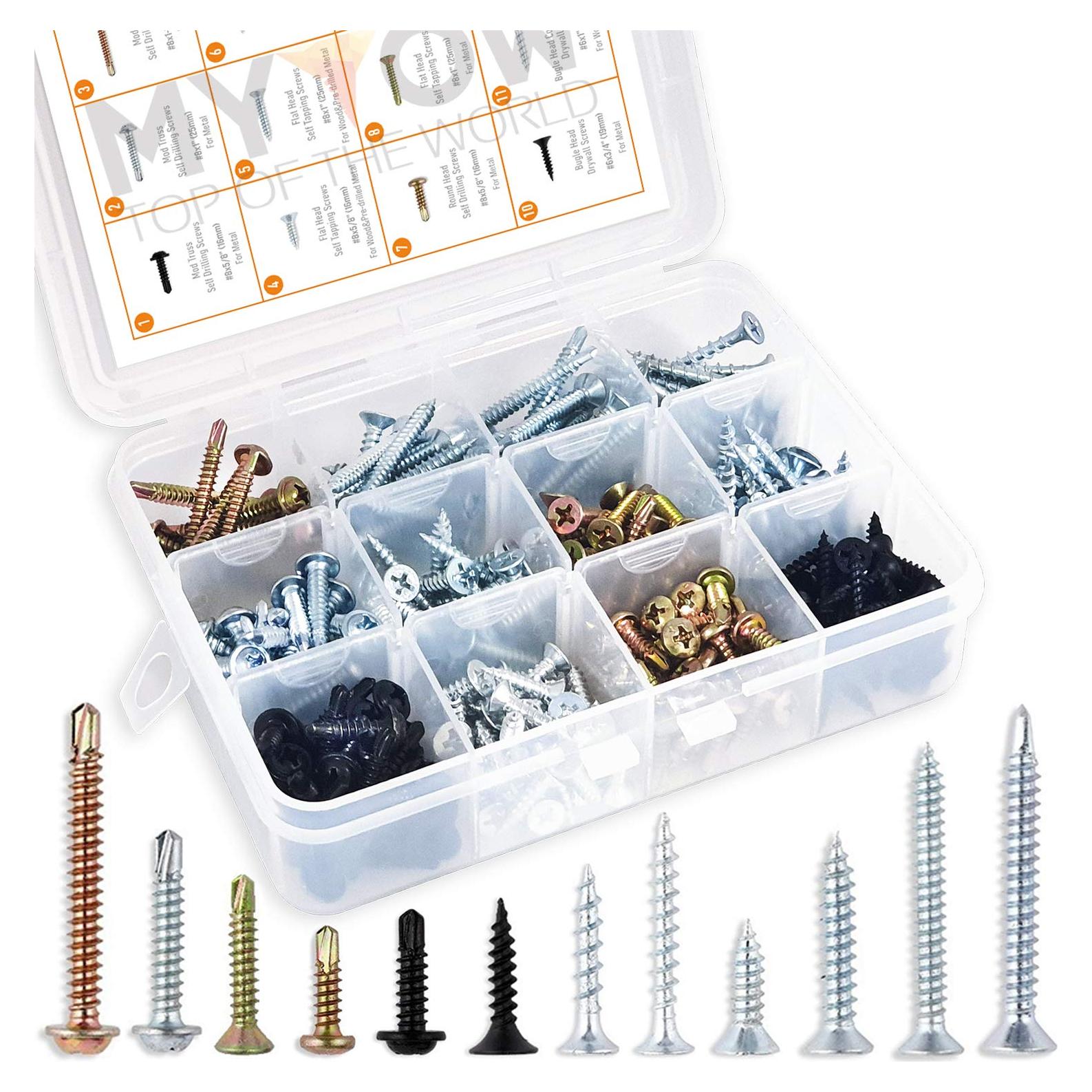 Kit de Tornillos Autoperforantes MYTOW 250 Pcs Multiuso
