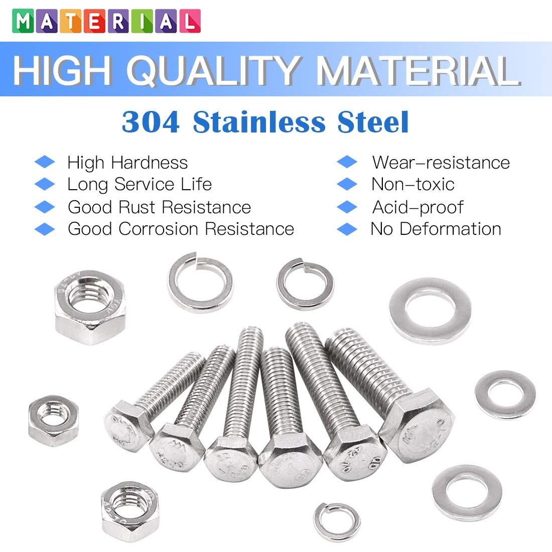 Kit de Tornillos, Tuercas y Arandelas Glarks - 510 Piezas Acero Inoxidable