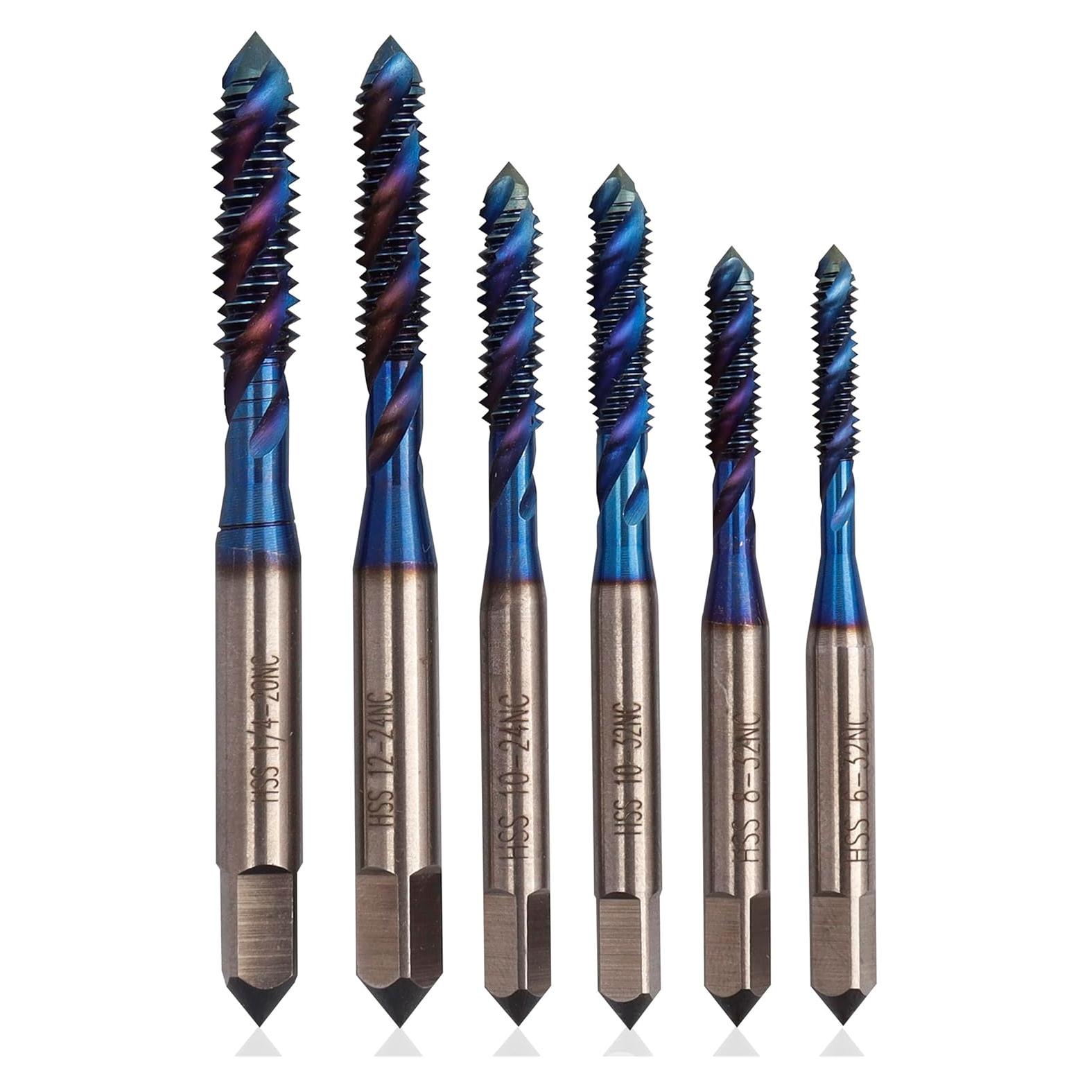 Juego de Brocas de Rosca Yakamoz HSS 6 Piezas SAE 6-32 a 1/4