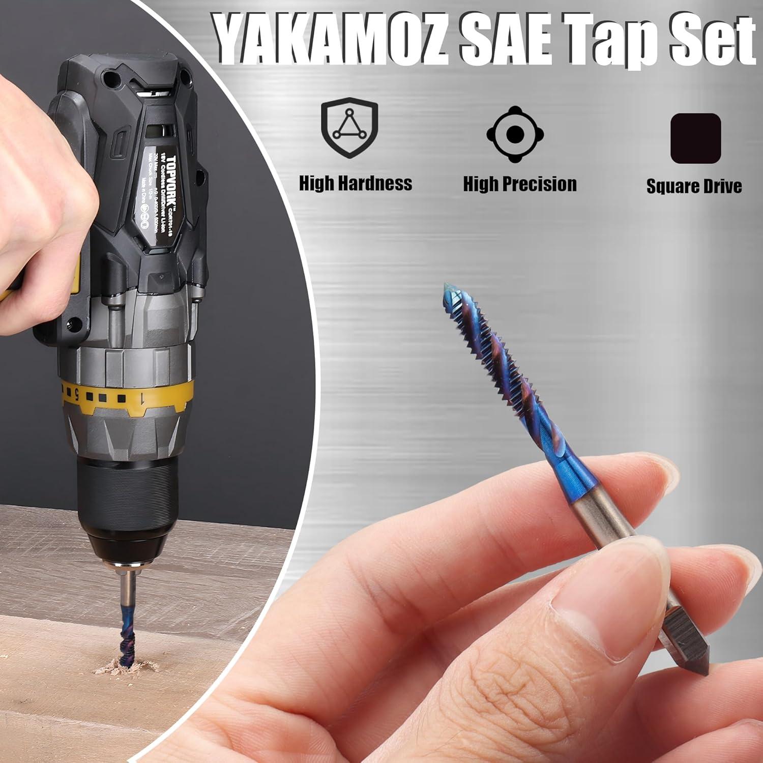 Juego de Brocas de Rosca Yakamoz HSS 6 Piezas SAE 6-32 a 1/4