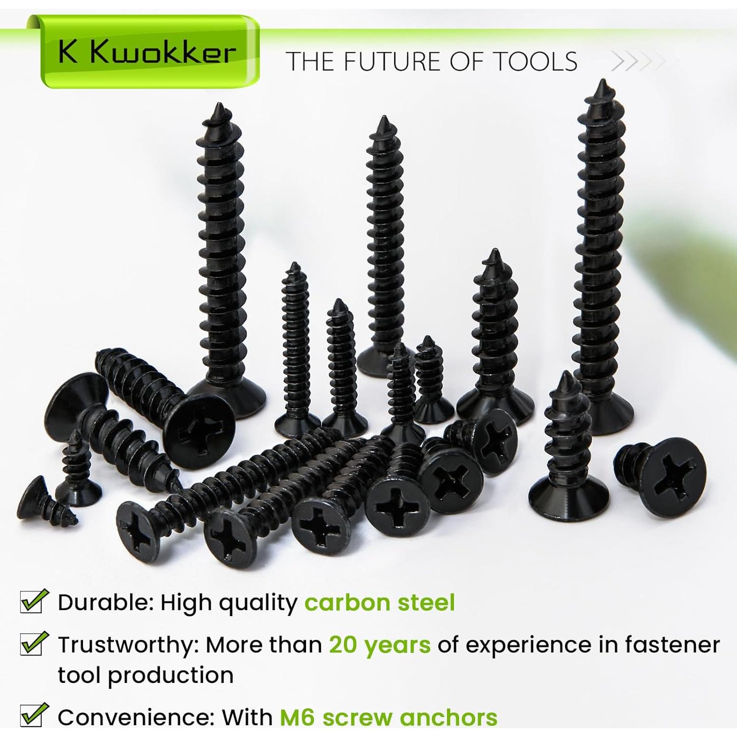 Kit de Tornillos Autoperforantes K Kwokker 512 Pcs M3 M4 M5