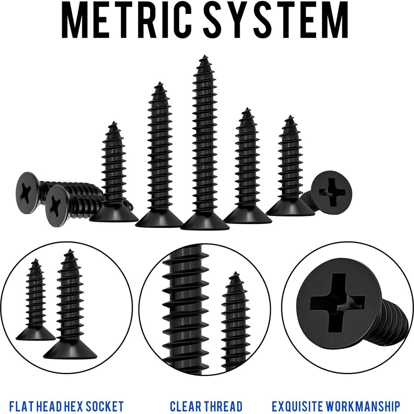 1200 Tornillos Autoperforantes M2 M2.5 M3 Cabeza Plana HanTof