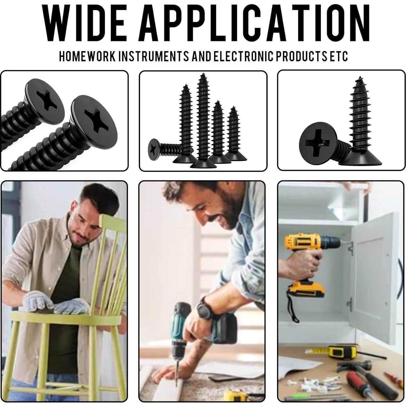 1200 Tornillos Autoperforantes M2 M2.5 M3 Cabeza Plana HanTof