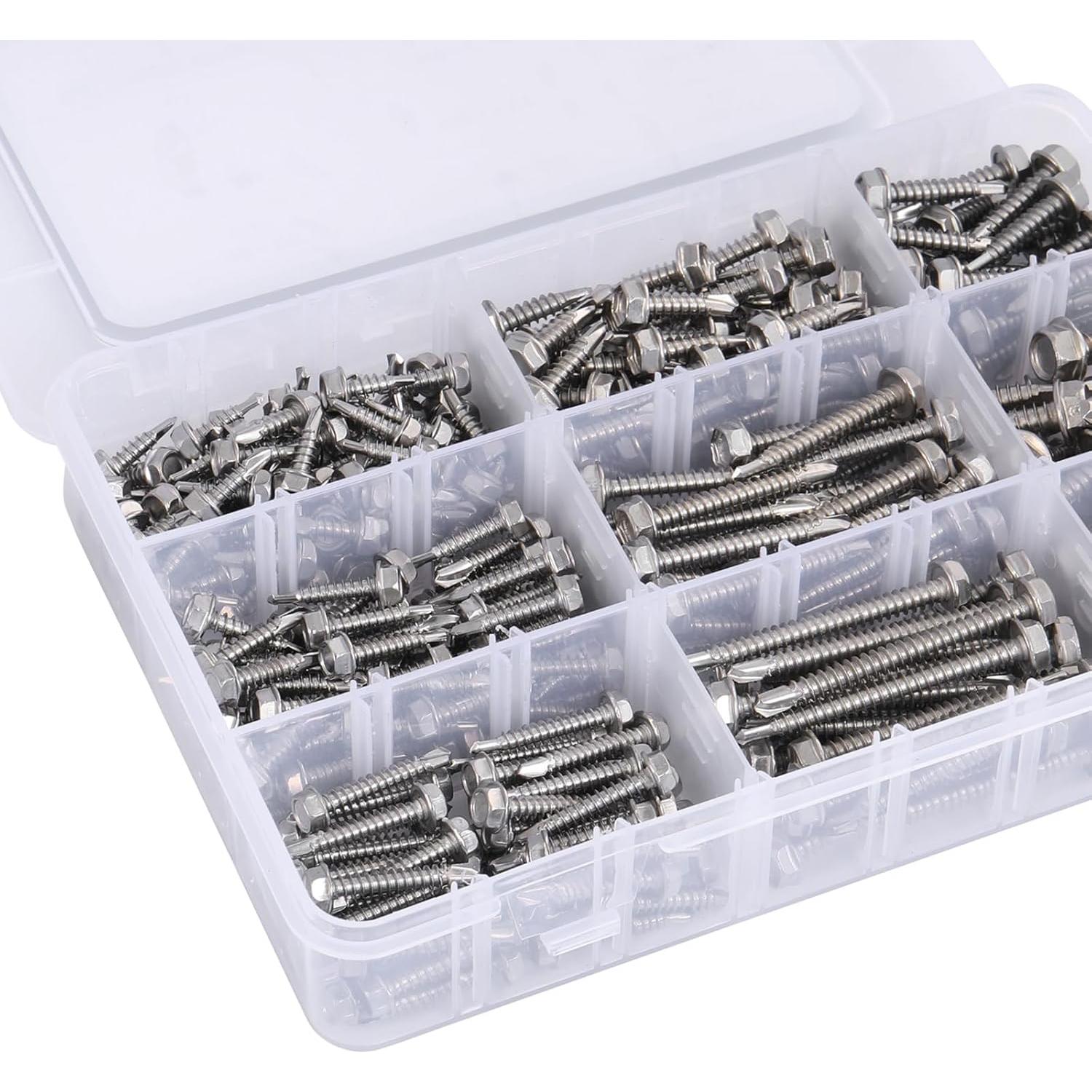 Kit de Tornillos Autoperforantes SATANTECH 370 Pcs Acero Inoxidable