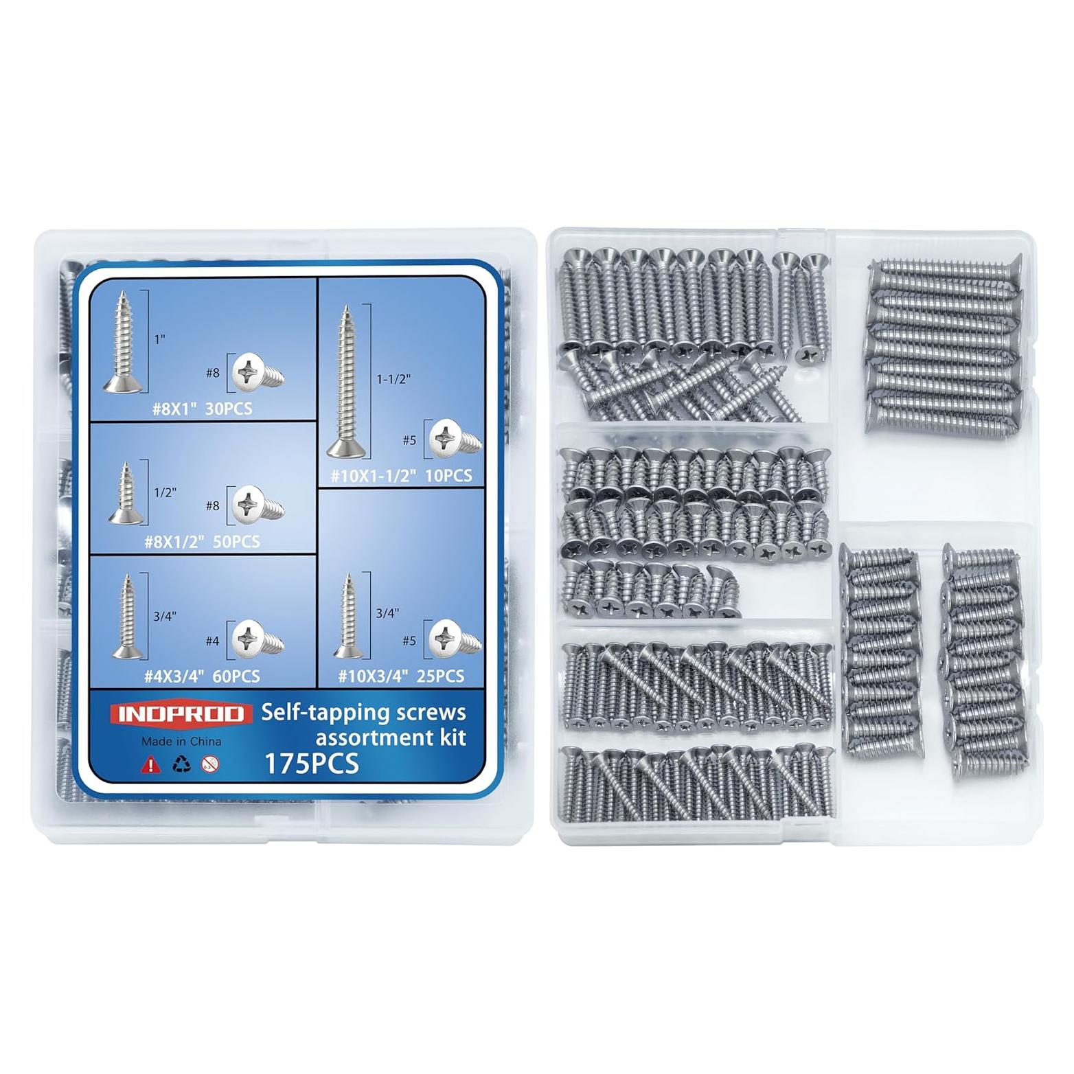 Kit de Tornillos de Acero Inoxidable INDPROD 175 Piezas