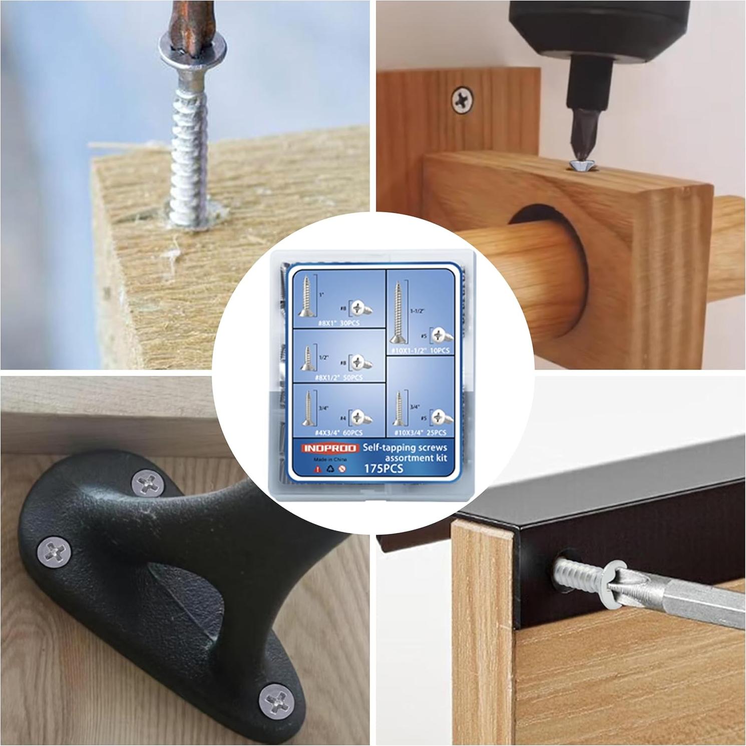 Kit de Tornillos de Acero Inoxidable INDPROD 175 Piezas