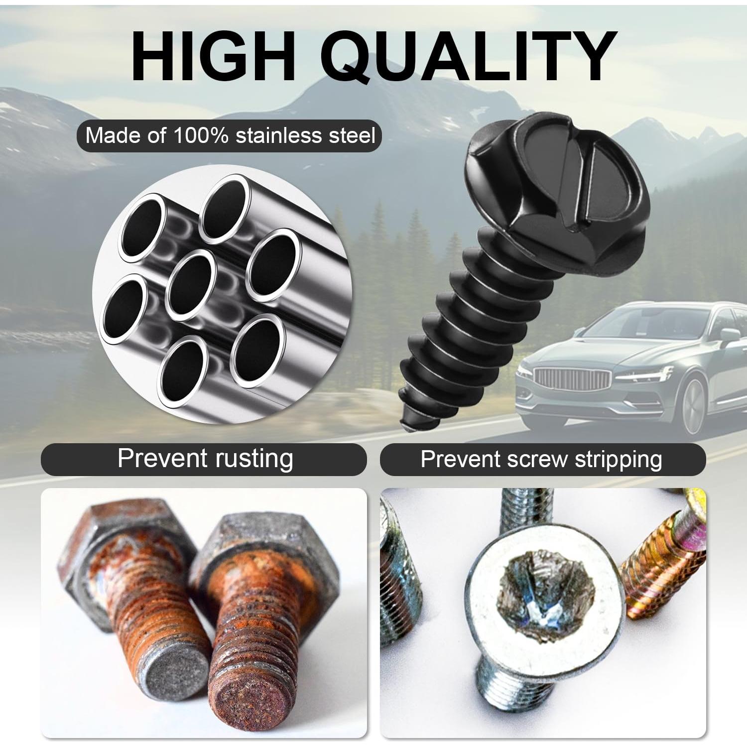 Tornillos para Placas de Licencia LivTee Acero Inoxidable 4 Pcs