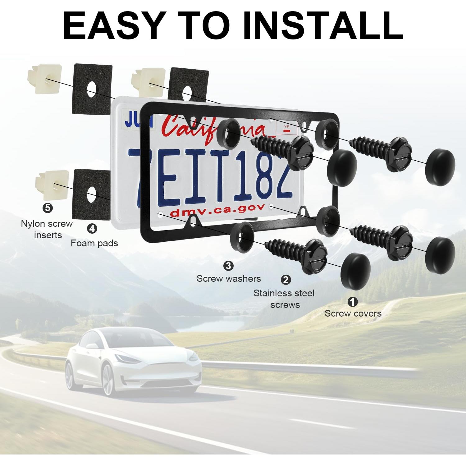 Tornillos para Placas de Licencia LivTee Acero Inoxidable 4 Pcs