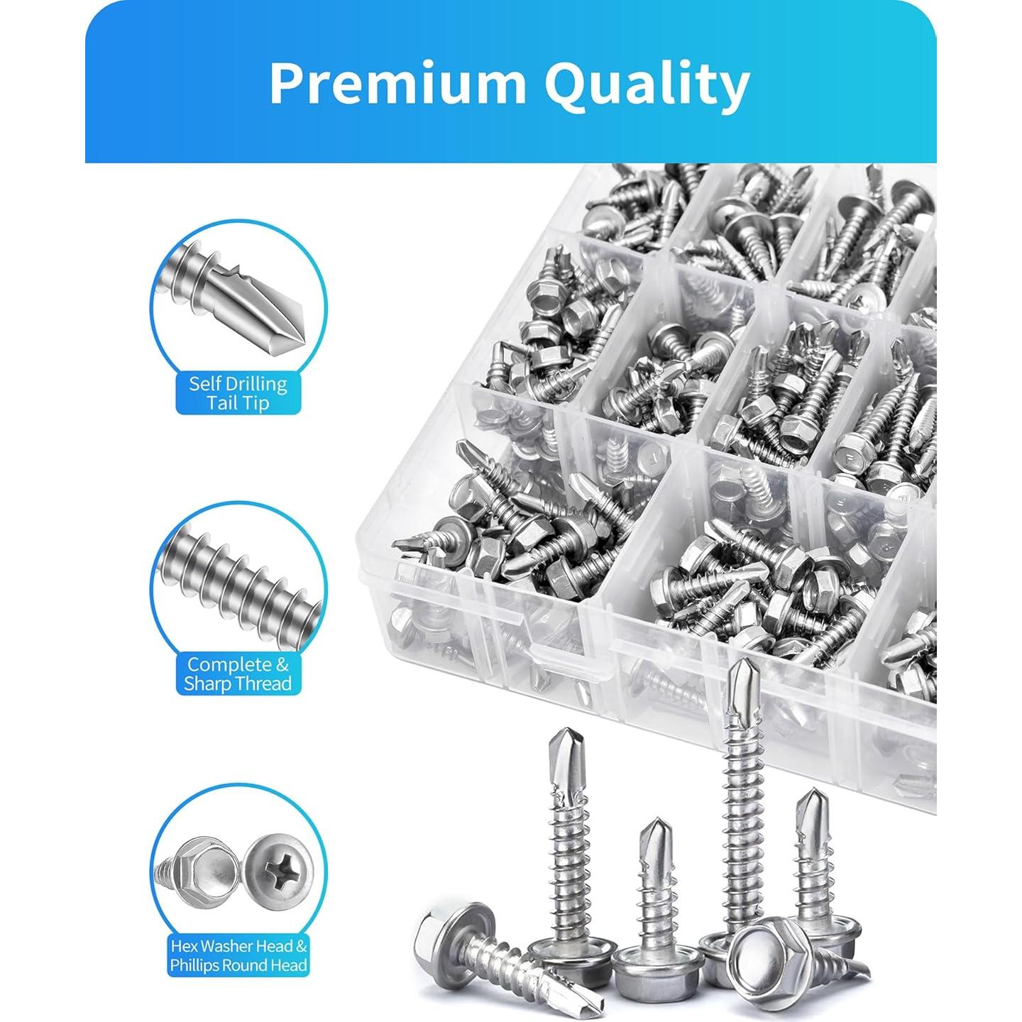 425 Tornillos Autoperforantes DIVANC Acero Inoxidable Plata