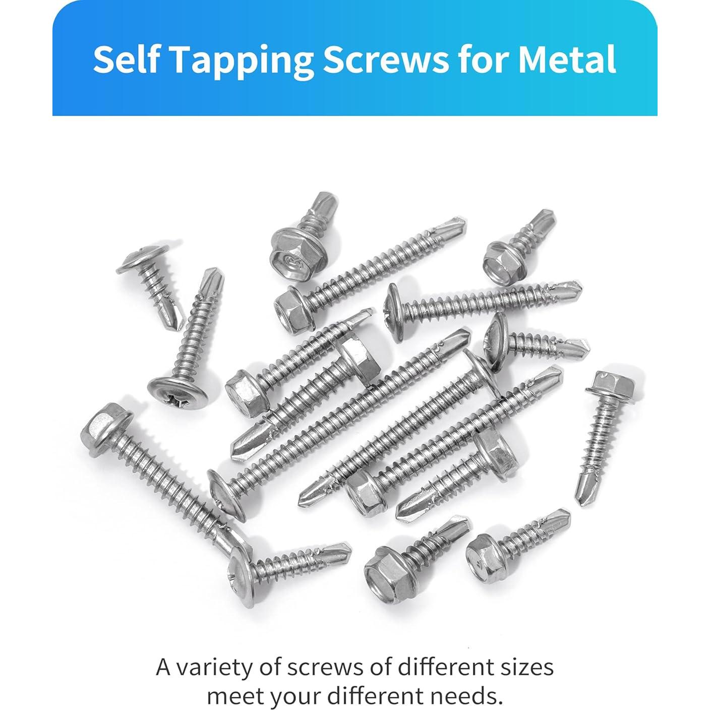 425 Tornillos Autoperforantes DIVANC Acero Inoxidable Plata