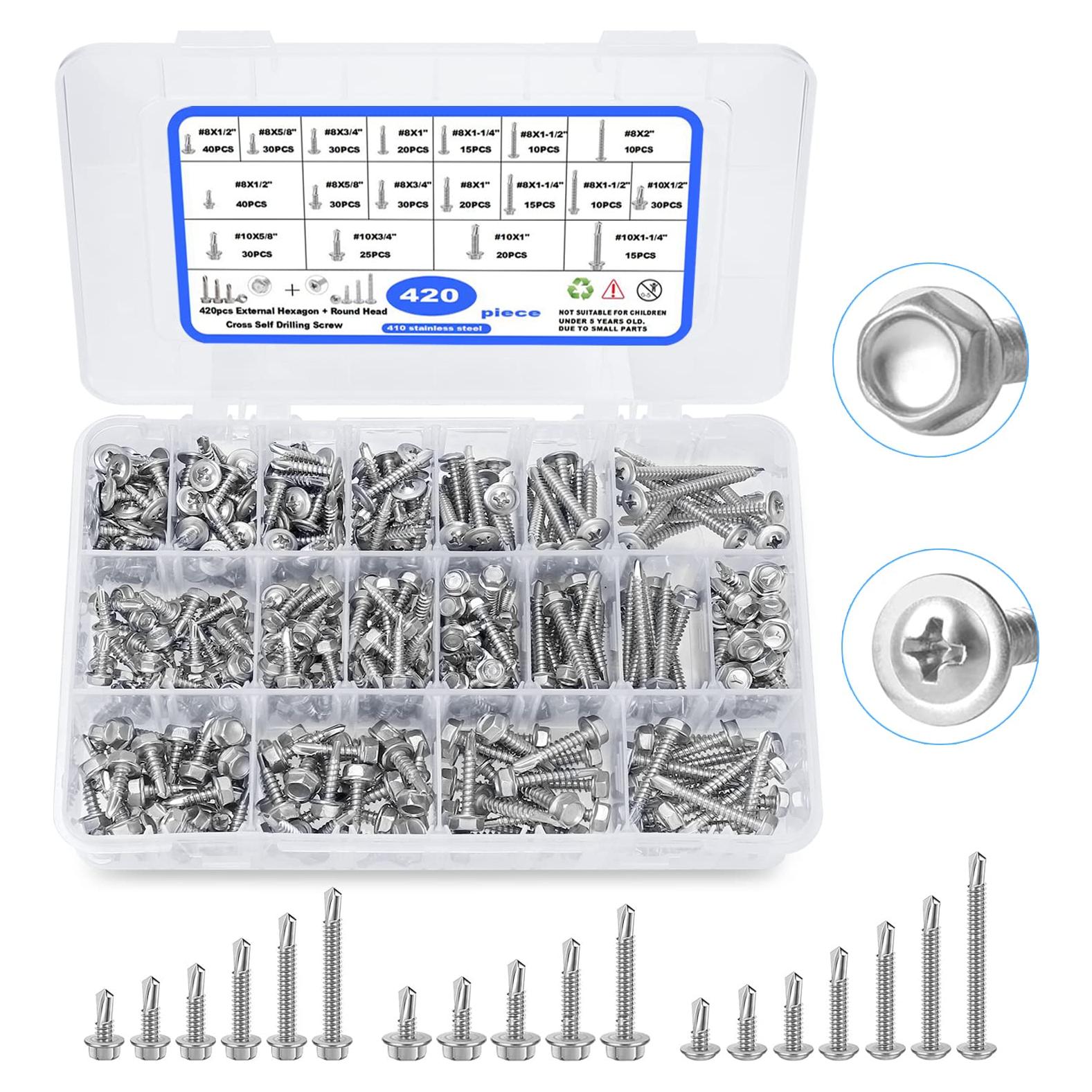 Tornillos Autoperforantes CGBOOM 420pcs Acero Inoxidable 410