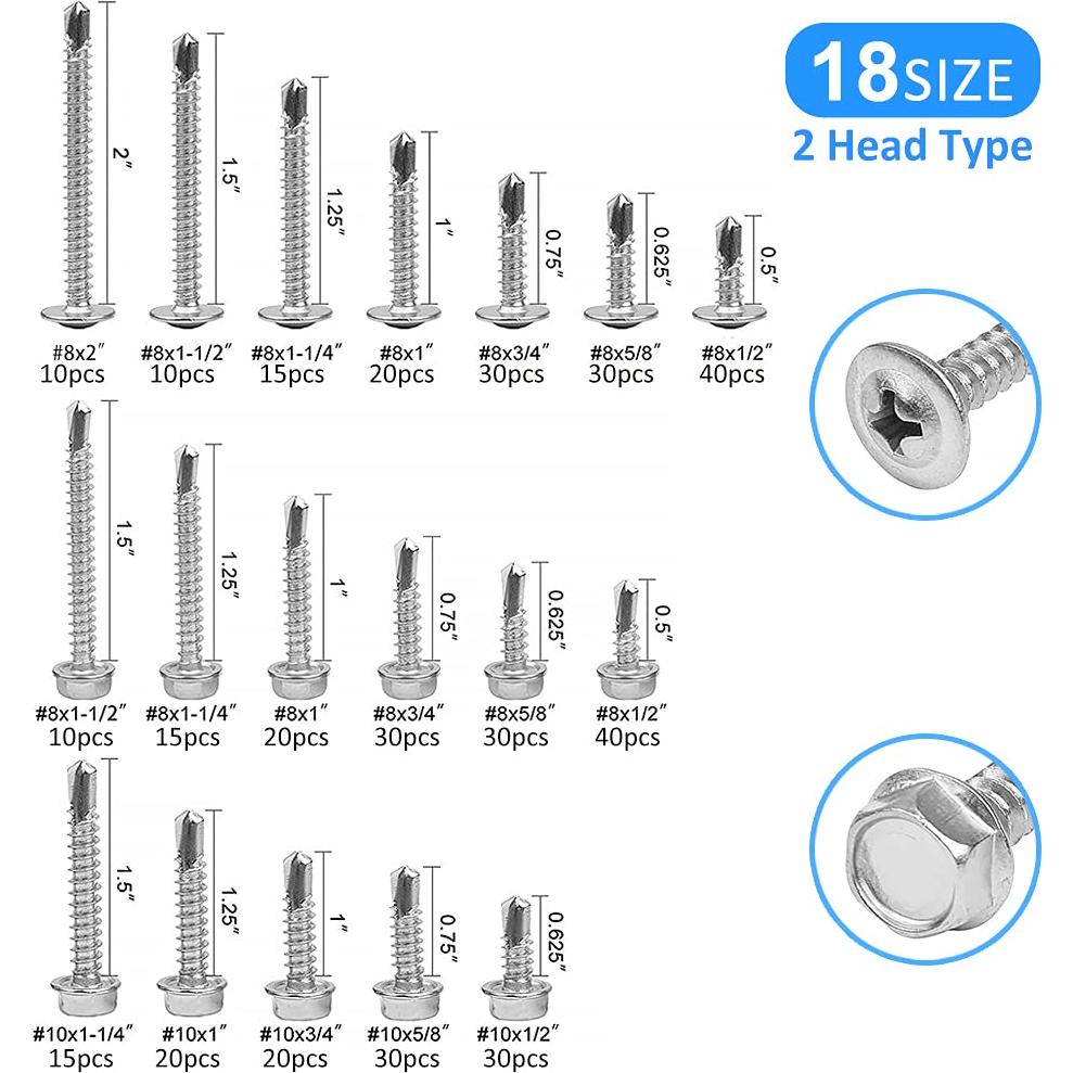 Tornillos Autoperforantes CGBOOM 420pcs Acero Inoxidable 410