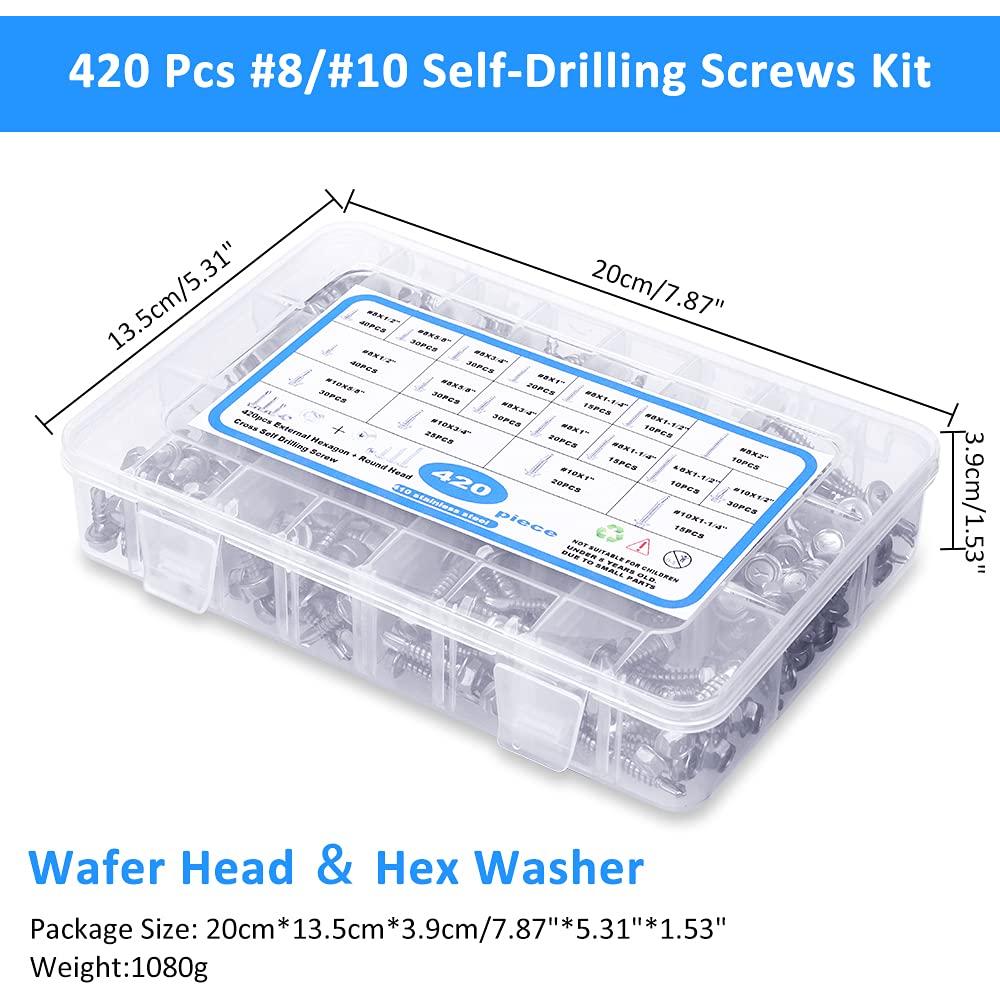 Tornillos Autoperforantes CGBOOM 420pcs Acero Inoxidable 410