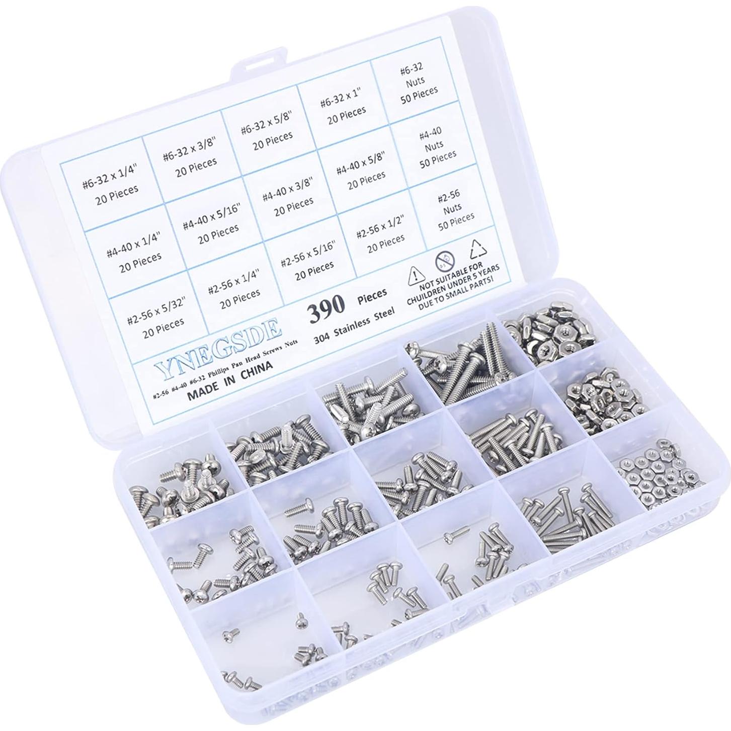 Kit de Tornillos de Máquina Acero Inoxidable 304 390Pcs