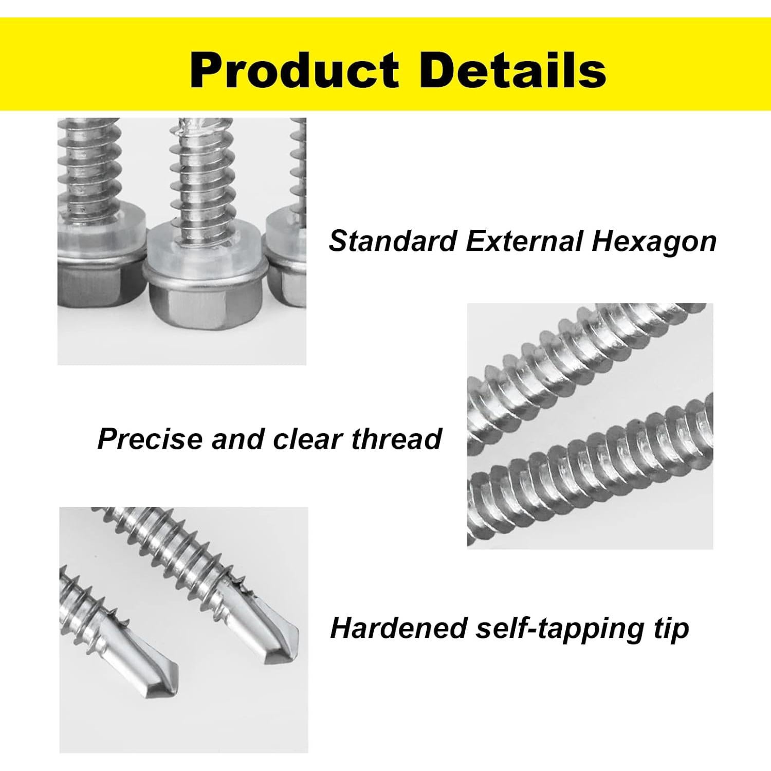 250 Tornillos Autoperforantes Hexagonales LERNOU Acero Inoxidable