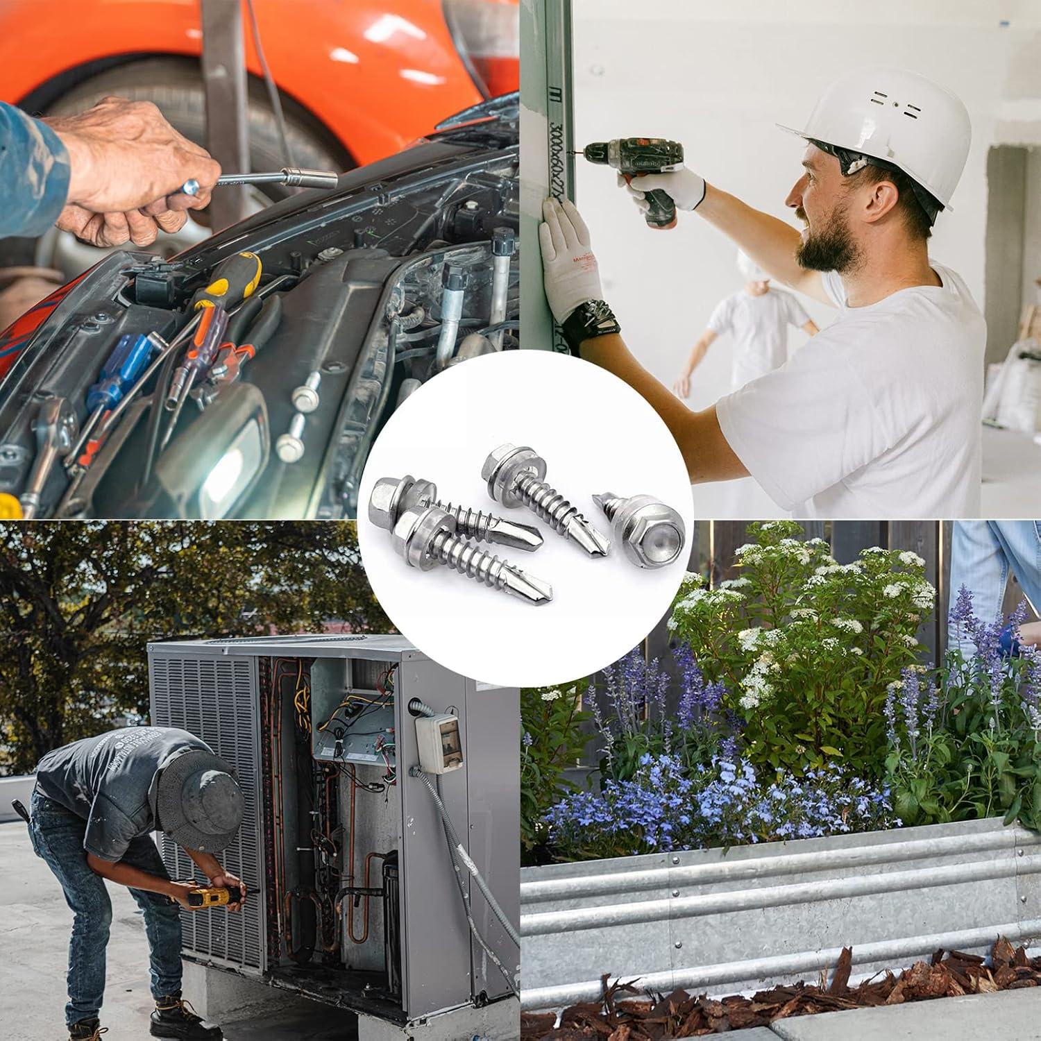 250 Tornillos Autoperforantes Hexagonales LERNOU Acero Inoxidable