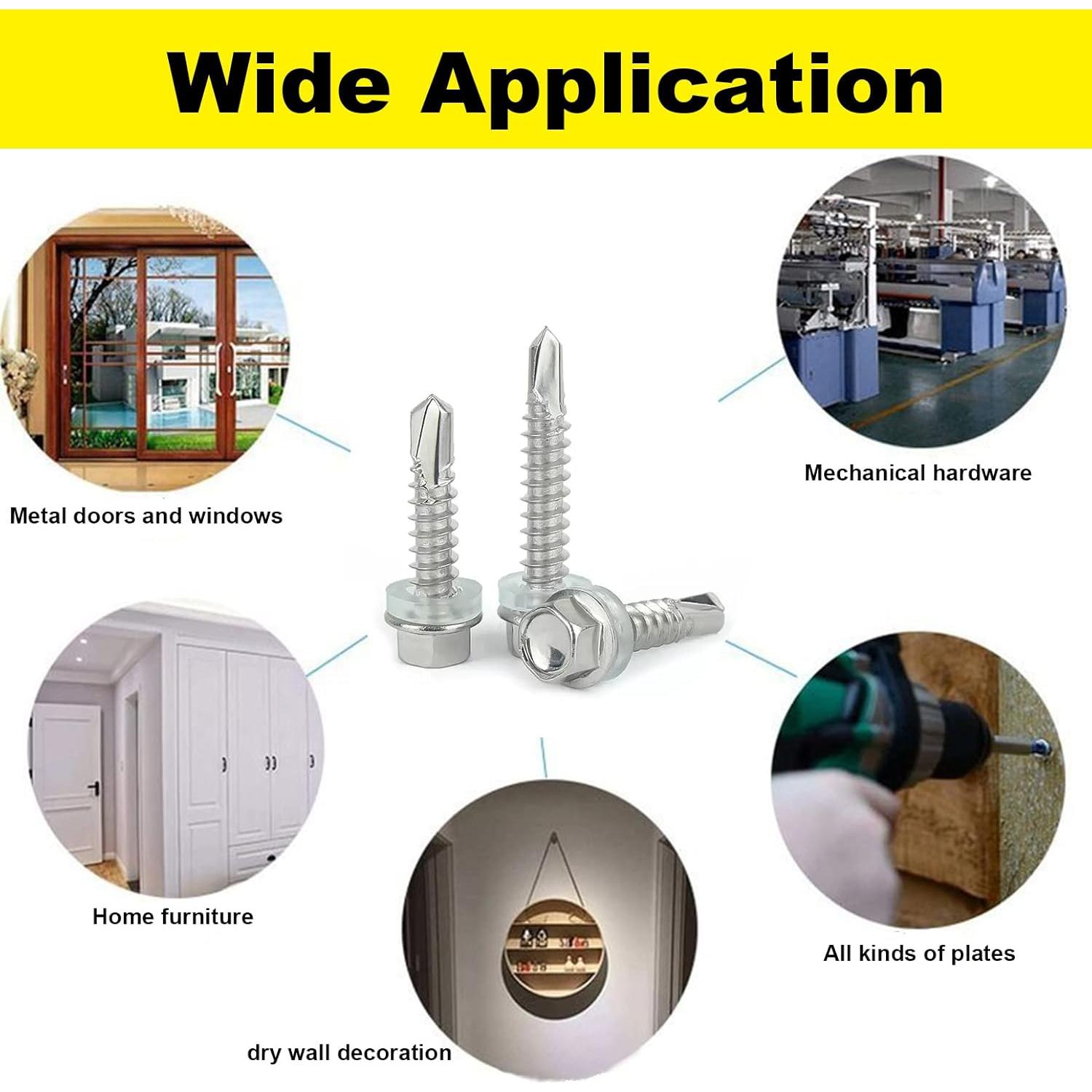 250 Tornillos Autoperforantes Hexagonales LERNOU Acero Inoxidable
