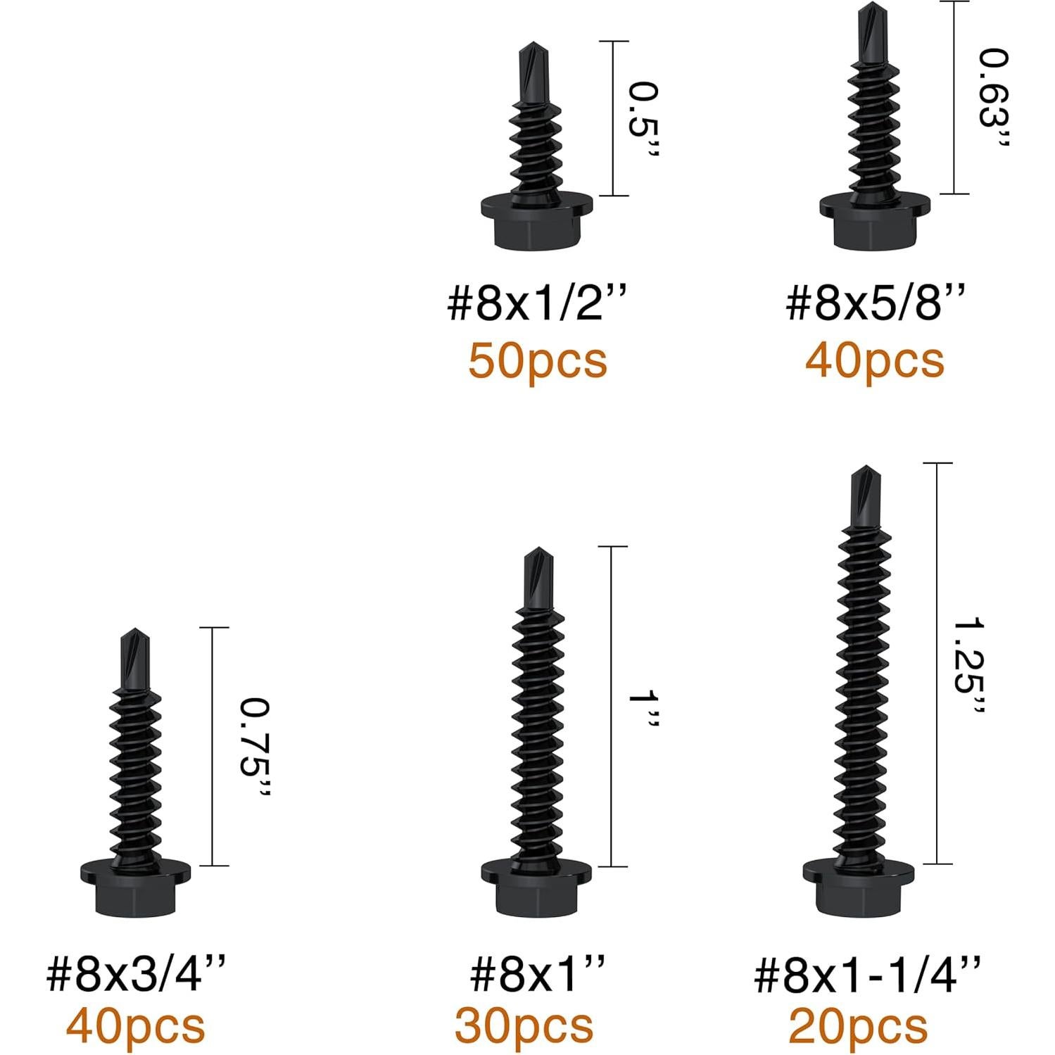 Tornillos autorroscantes #8 MAKERS BOLT 180 pcs acero inoxidable