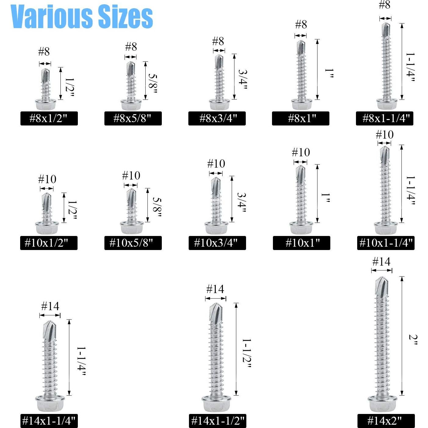 Tornillos de Acero Inoxidable 410 DYWISHKEY 320 Piezas Autoperforantes