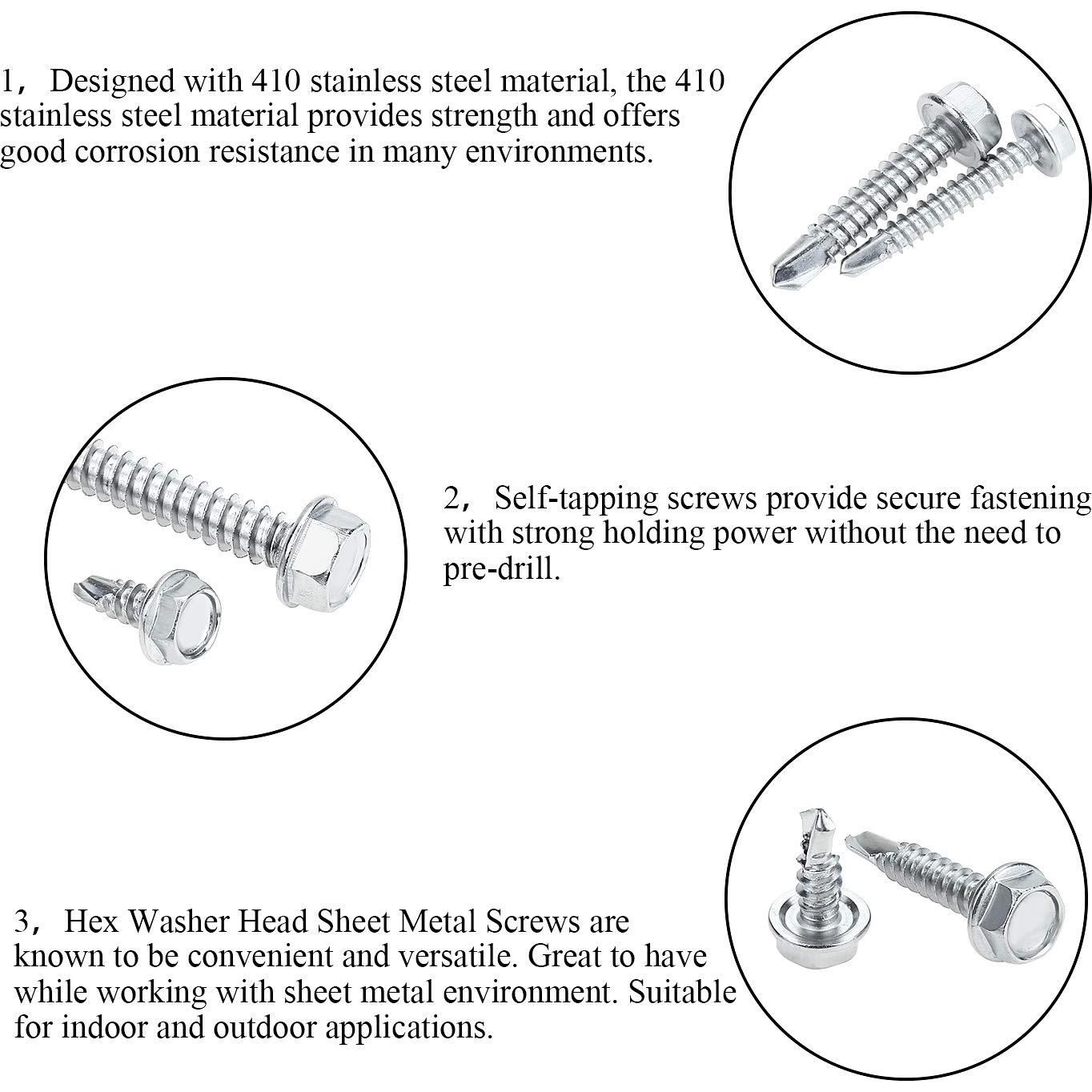 Tornillos de Acero Inoxidable 410 DYWISHKEY 320 Piezas Autoperforantes