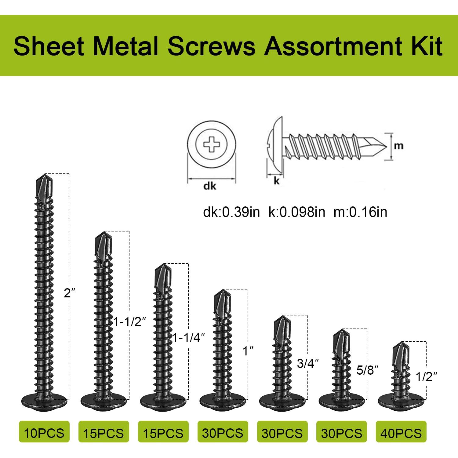 Kit de Tornillos Autoperforantes JERLITU #8 - 170 Piezas