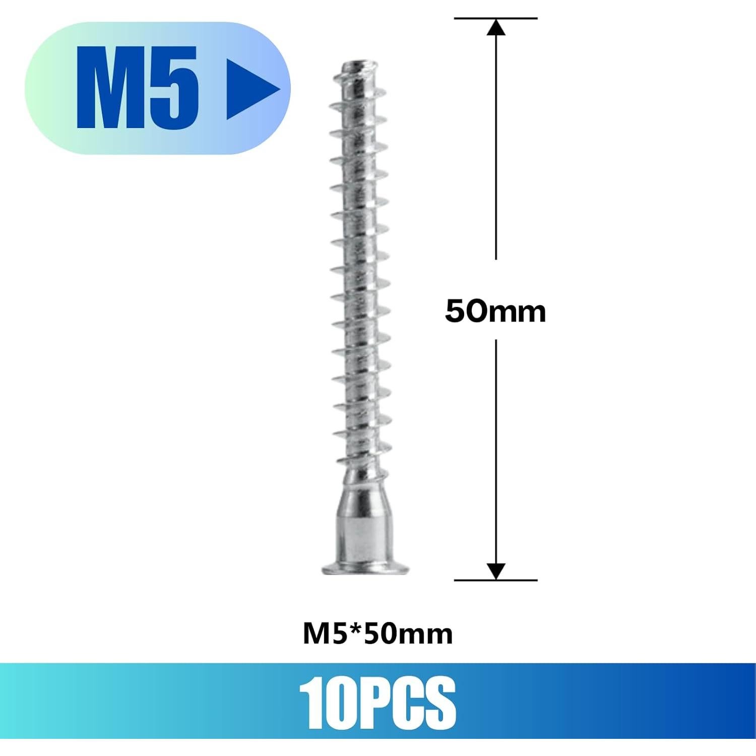 Tornillos Confirmat YaaYii M5 x 50mm 10PCS Acero Galvanizado