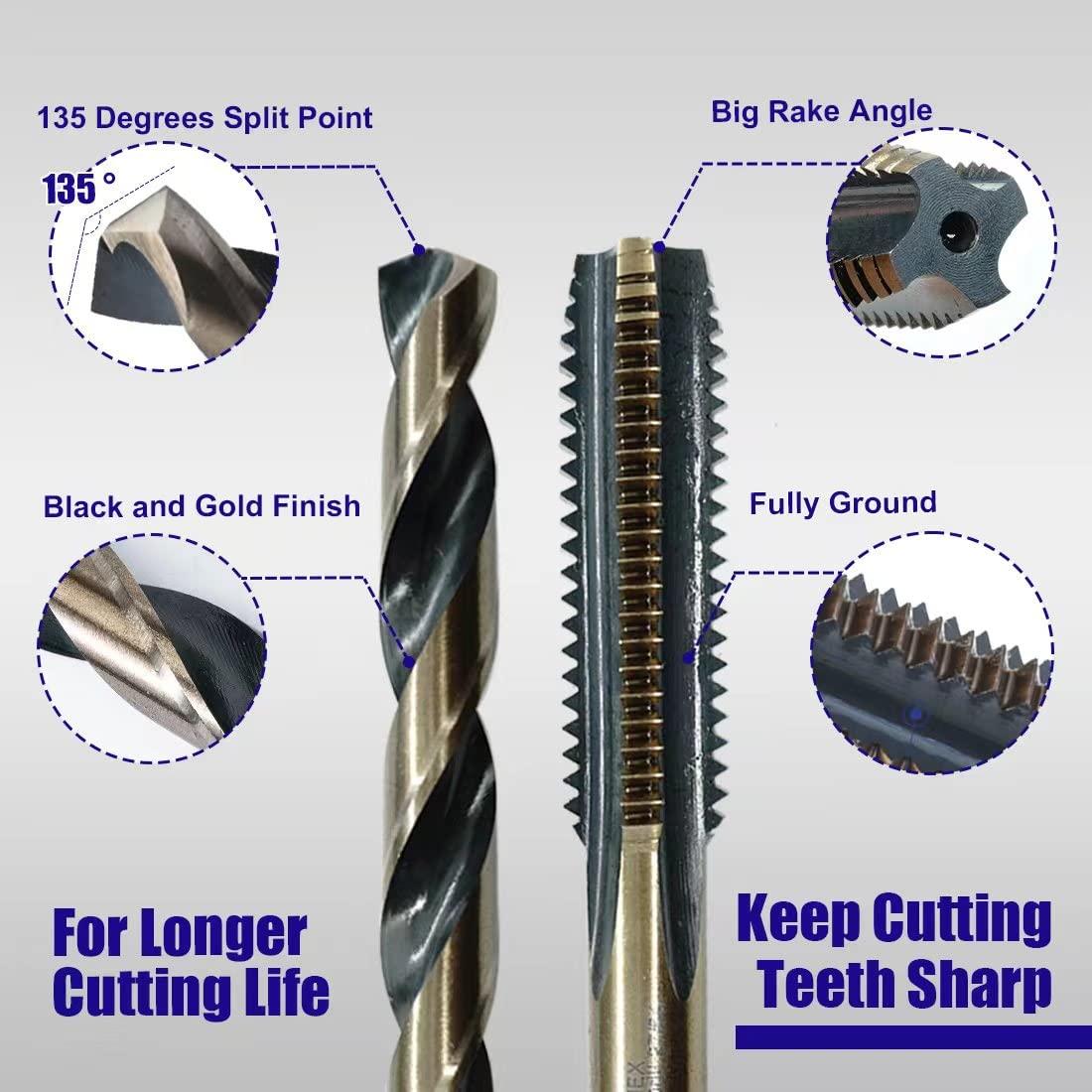 Juego de Brocas y Machos 18pcs JEFE HEX HSS con Llave