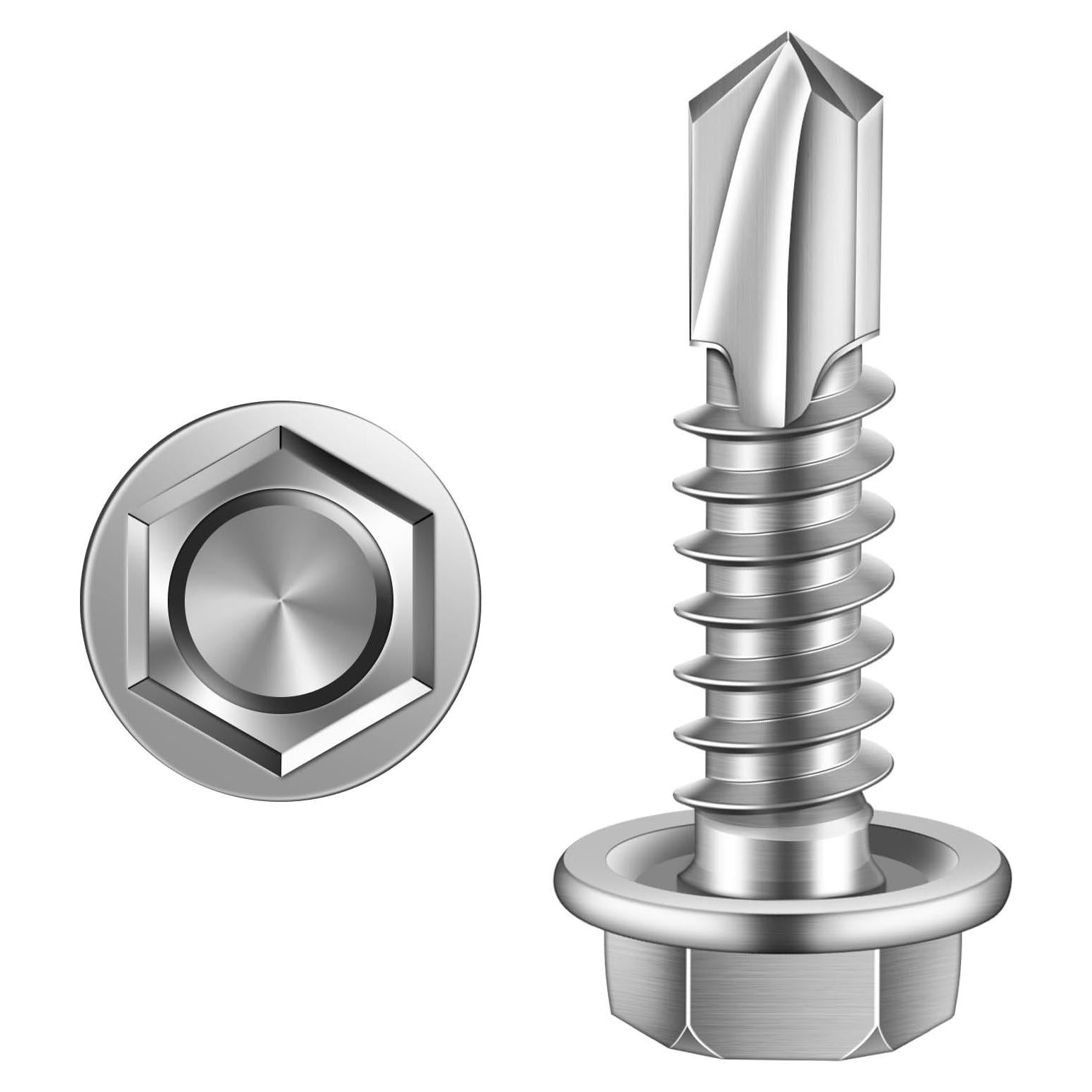 Tornillos Autoperforantes MewuDecor #12 x 2.54 cm Acero Inoxidable 100 PCS