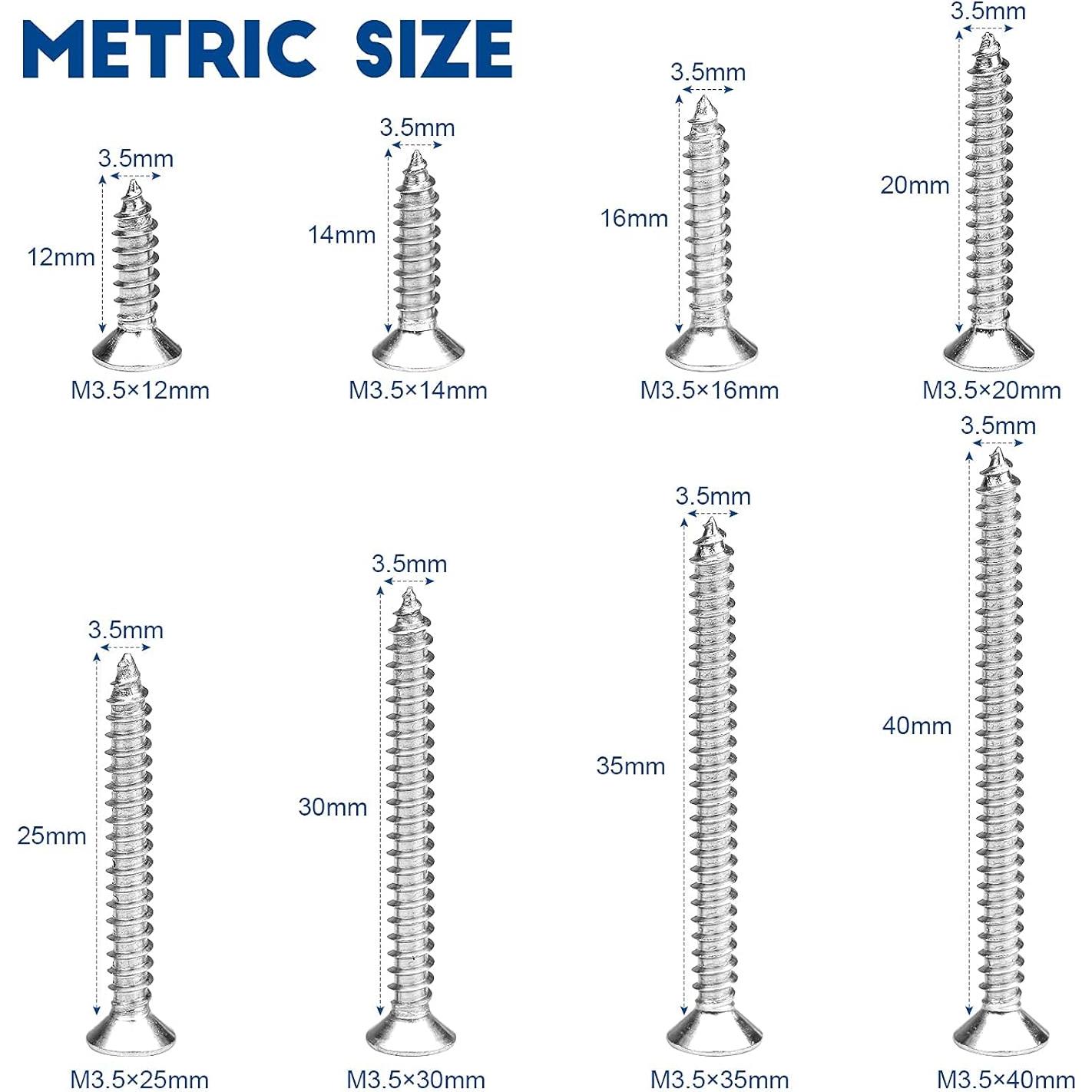 Kit de Tornillos Autorroscantes NINDEJIN M3.5 Acero Inox 242 Pcs