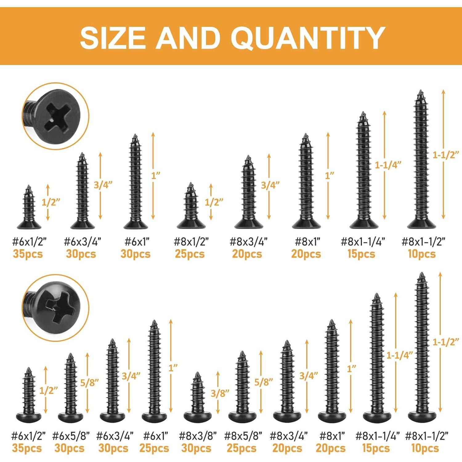 Juego de Tornillos de Madera VIGRUE 425PCS Acero Inoxidable 304