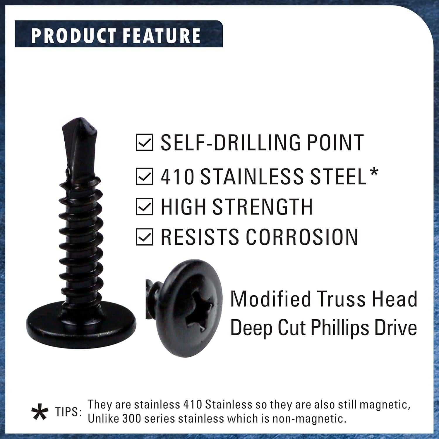 Kit de Tornillos Autoperforantes MateOne Acero Inoxidable 410 150 PCS