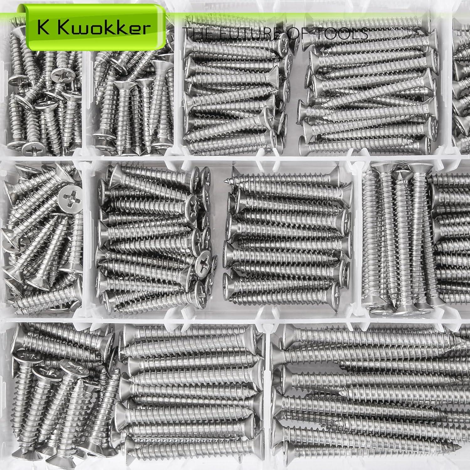 Kit de Tornillos Autoperforantes K Kwokker 540 Pcs Acero Inoxidable