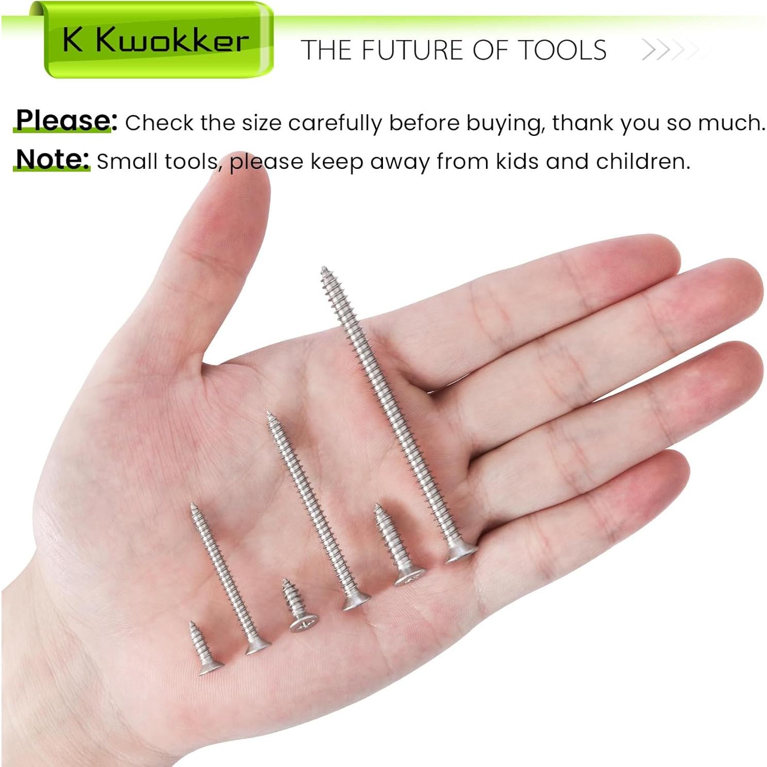 Kit de Tornillos Autoperforantes K Kwokker 540 Pcs Acero Inoxidable