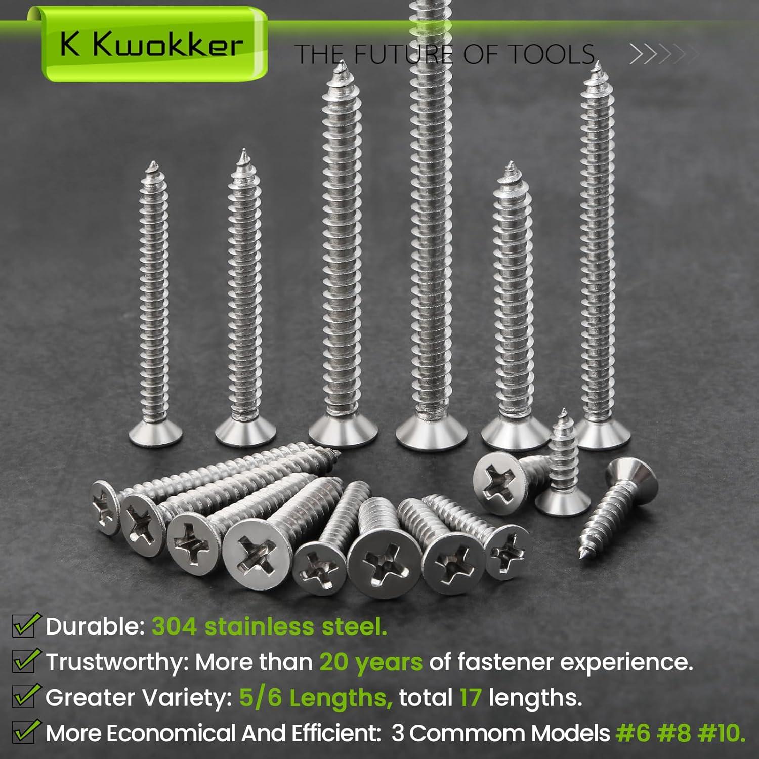 Kit de Tornillos Autoperforantes K Kwokker 540 Pcs Acero Inoxidable