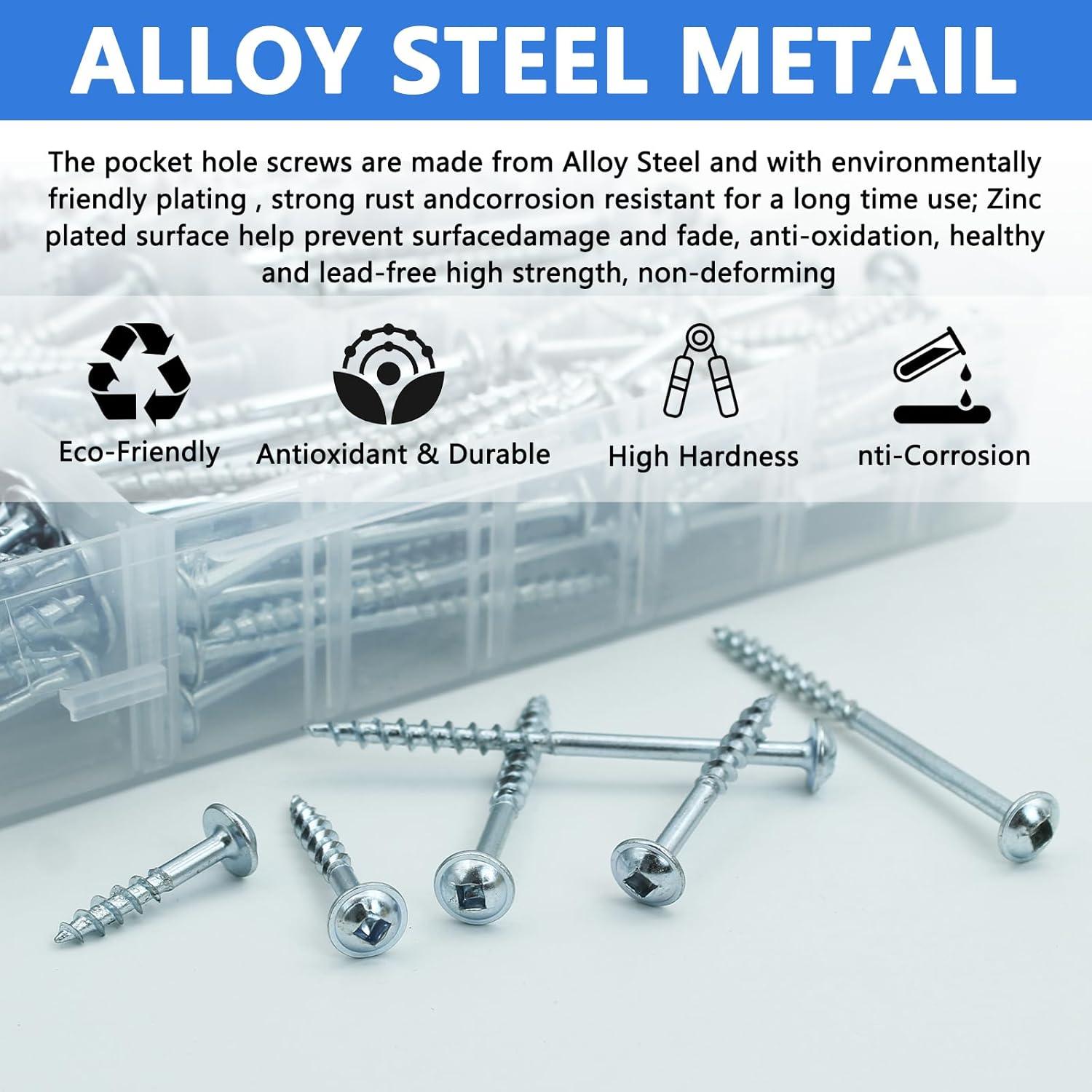 Kit de Tornillos Pocket 350 PCS Jovlalis #8 Recubiertos Zinc