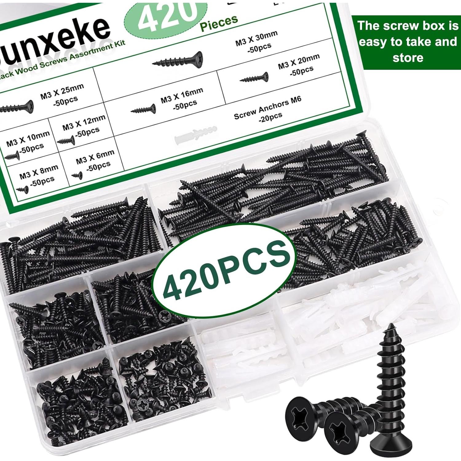 Kit de 420 Tornillos M3 y Anclajes M6 Sunxeke - Autoperforantes