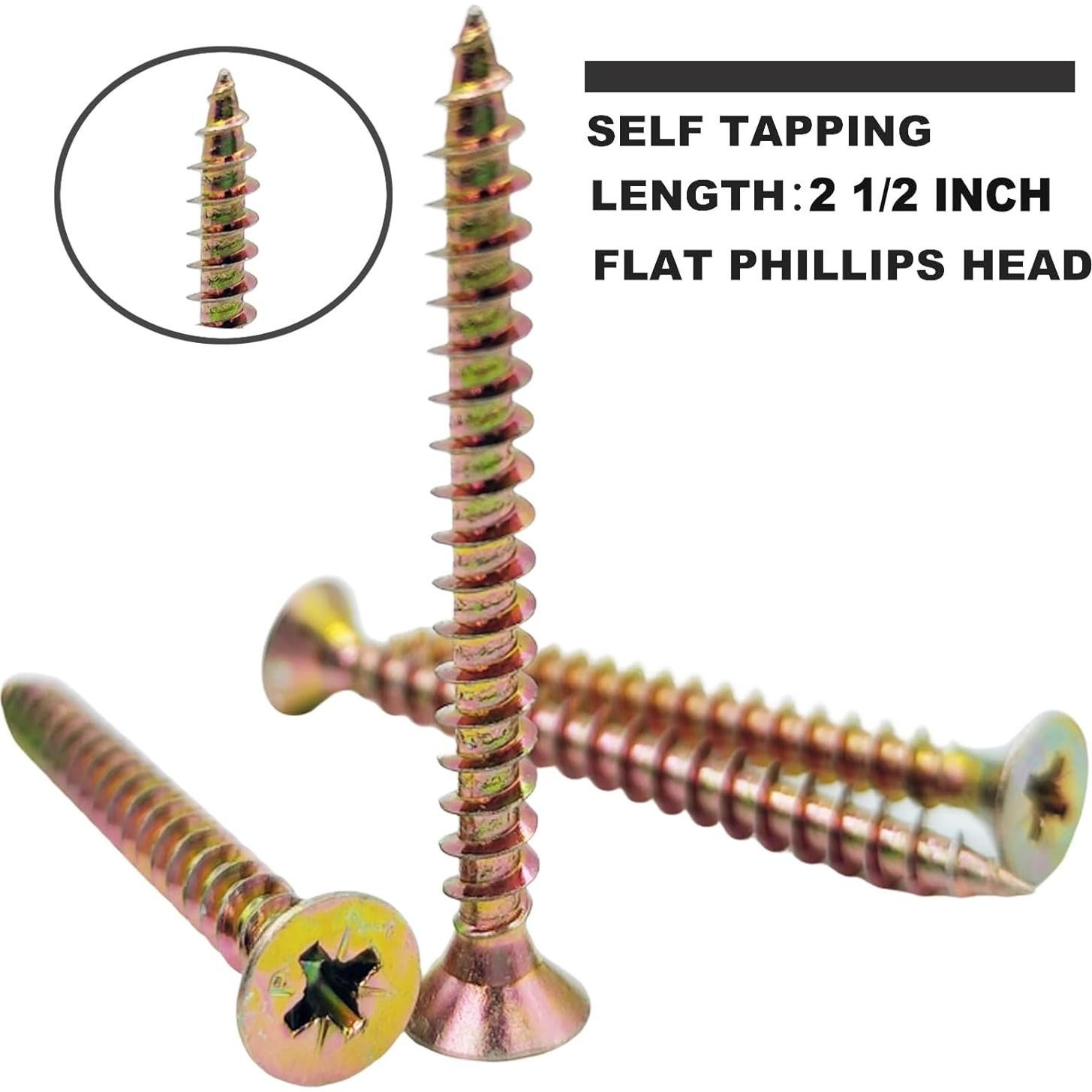 Tornillos de Madera Autoperforantes HoJianele #10 100pcs 6.35cm