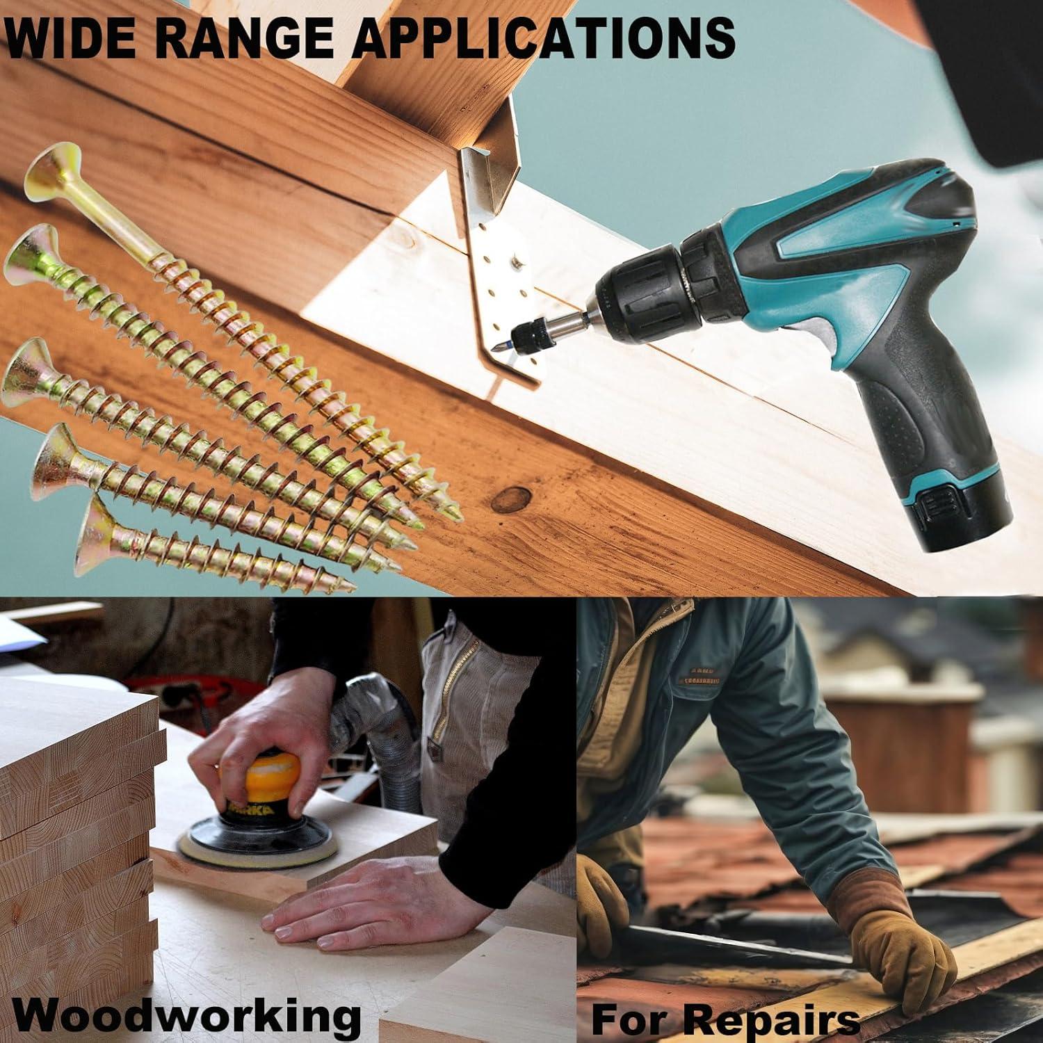 Tornillos de Madera Autoperforantes HoJianele #10 100pcs 6.35cm