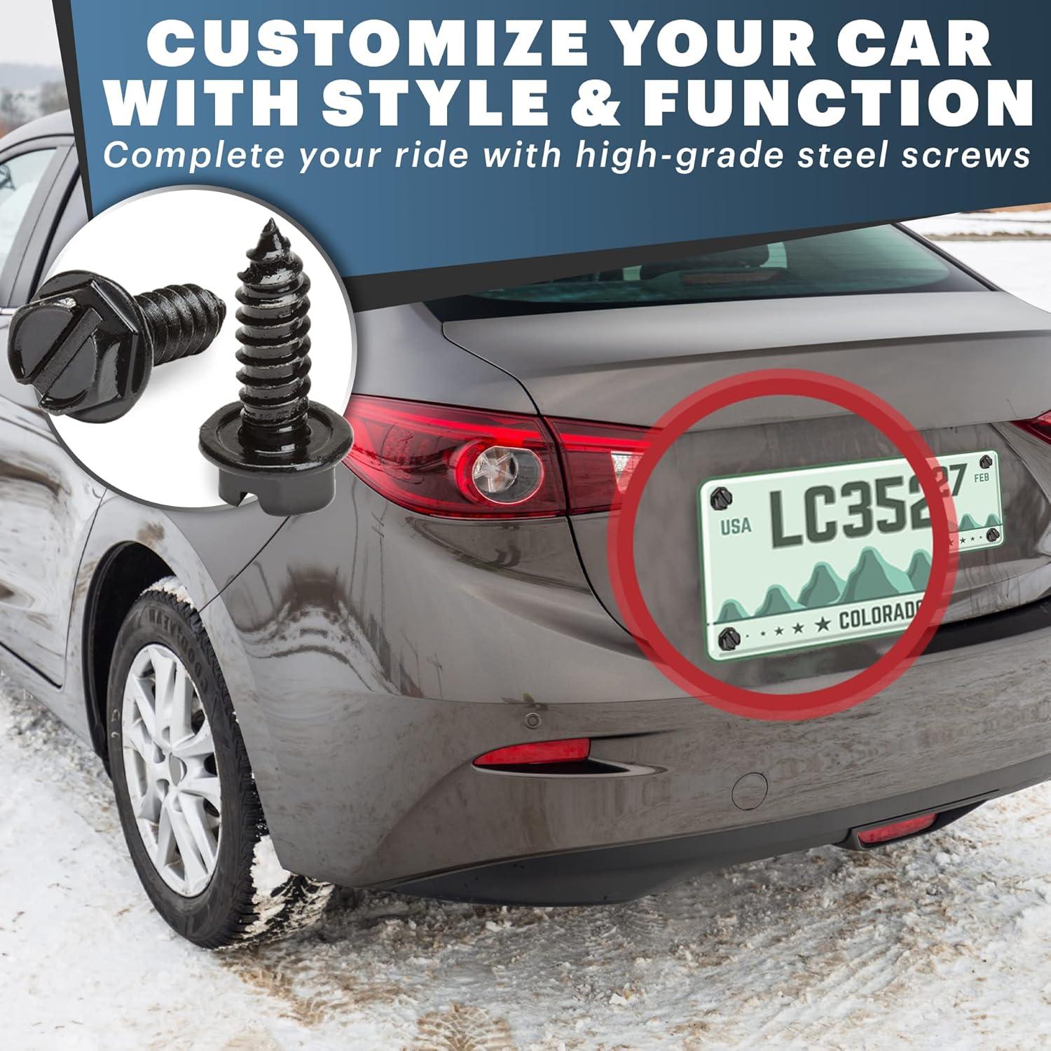 Kit de Tornillos para Placas de Licencia OttoSpeed - 8 Piezas Negros