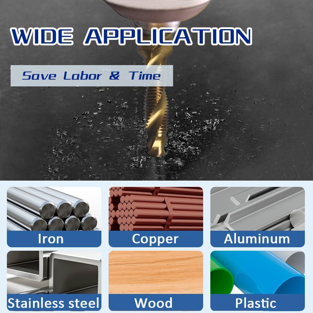 Juego de Brocas y Machos HSS 13pcs BeQell con Titanio