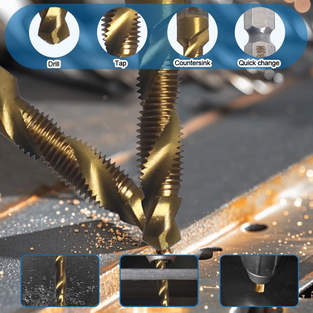 Juego de Brocas y Machos HSS 13pcs BeQell con Titanio