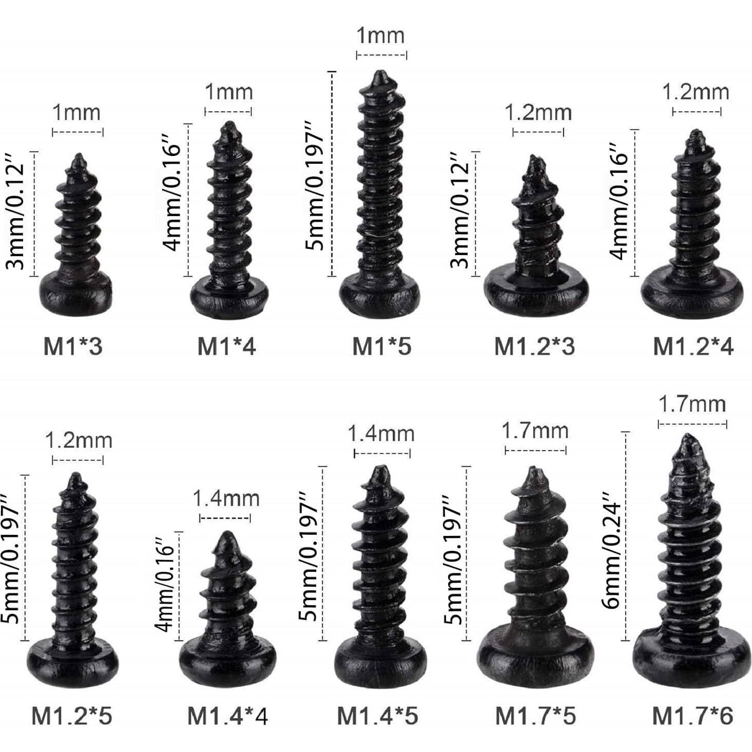 Kit de 1000 Tornillos Autoperforantes AXK M1/M1.2/M1.4/M1.7