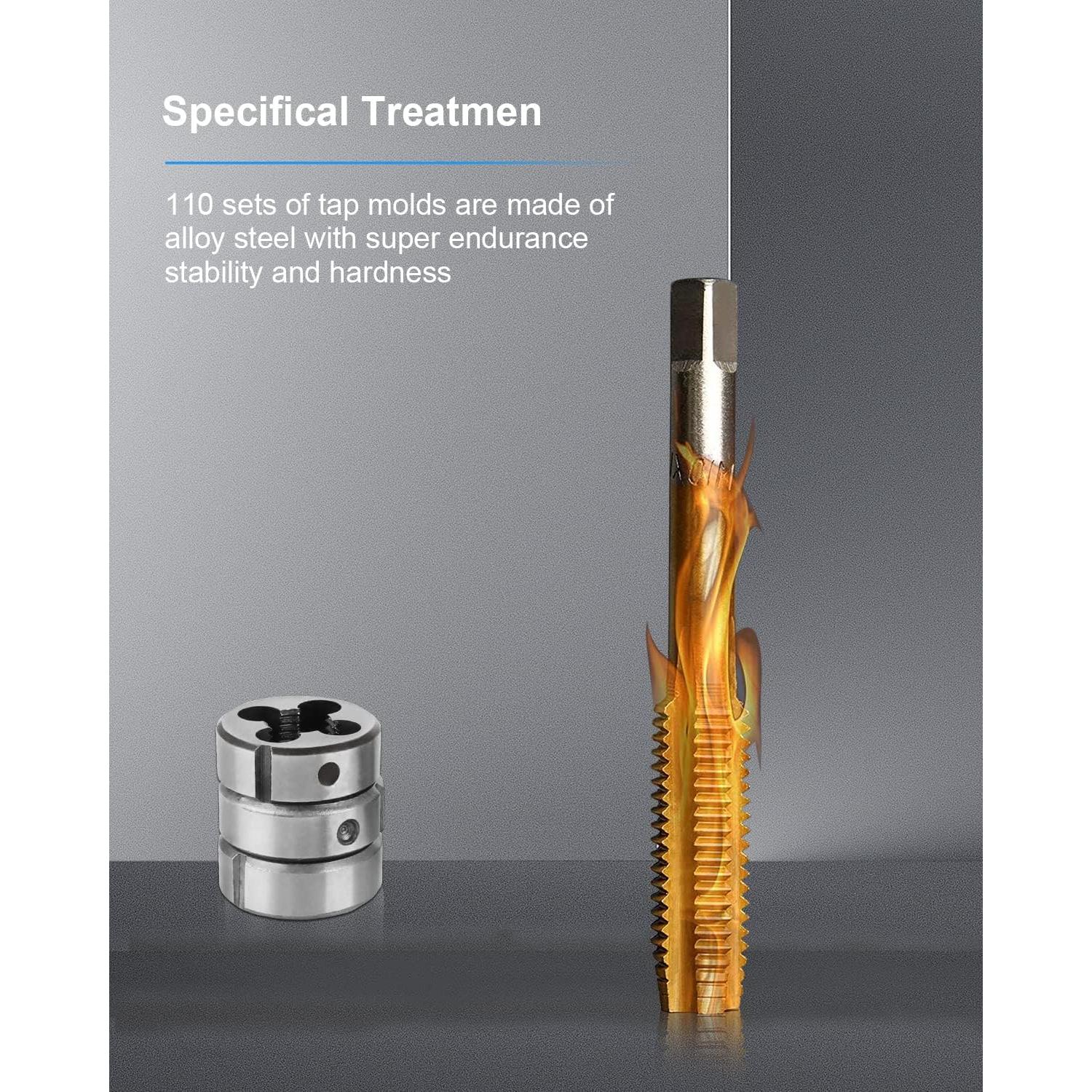 Juego de 110 PCS Machos y Matrices Métricos FAHKNS M2-M18