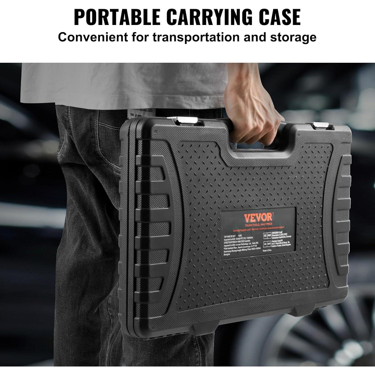 Juego de Machos y Matrices VEVOR 116 Piezas Acero Métrico