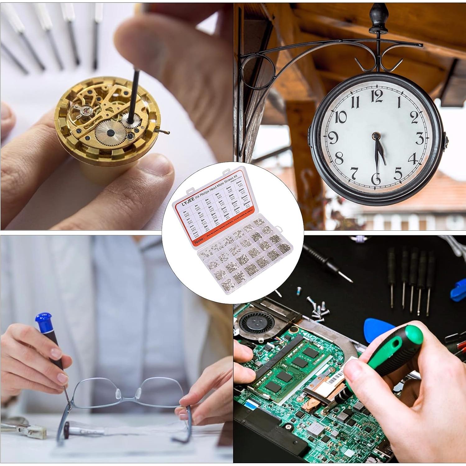 Kit de Tornillos M1.2 a M2 - 1100 Pcs - Acero Niquelado