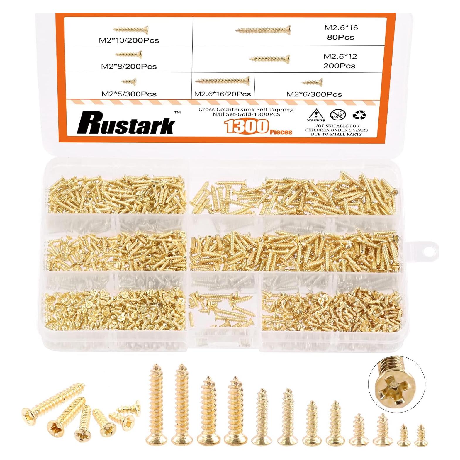 Kit de Tornillos M2 M2.6 Rustark 1300Pcs para Madera 5-16mm